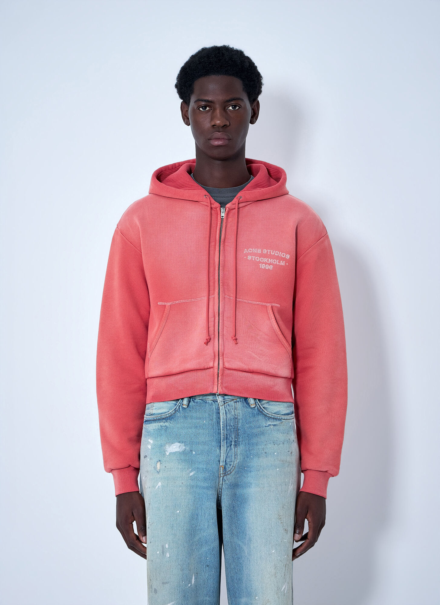 Acne Studios Unisex Red Zip-Up Hoodie - Sweatshirts L - Xl