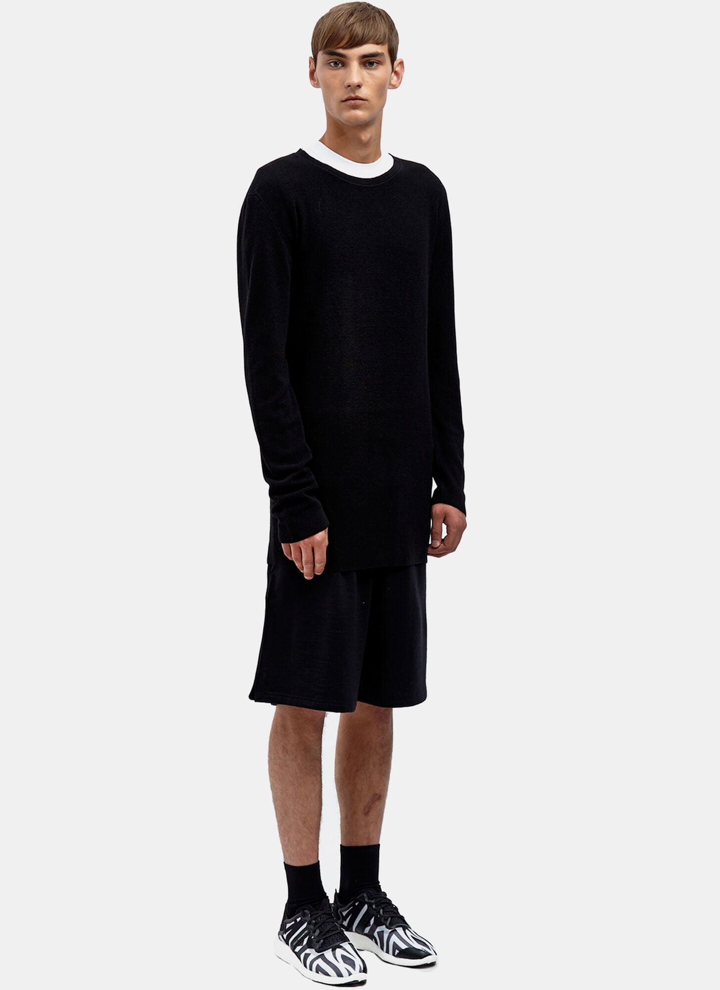  Aiezen Aiezen Aiezen Männer Langer, Quadratisch Gerippter Pullover - Mann  Black Medium 
