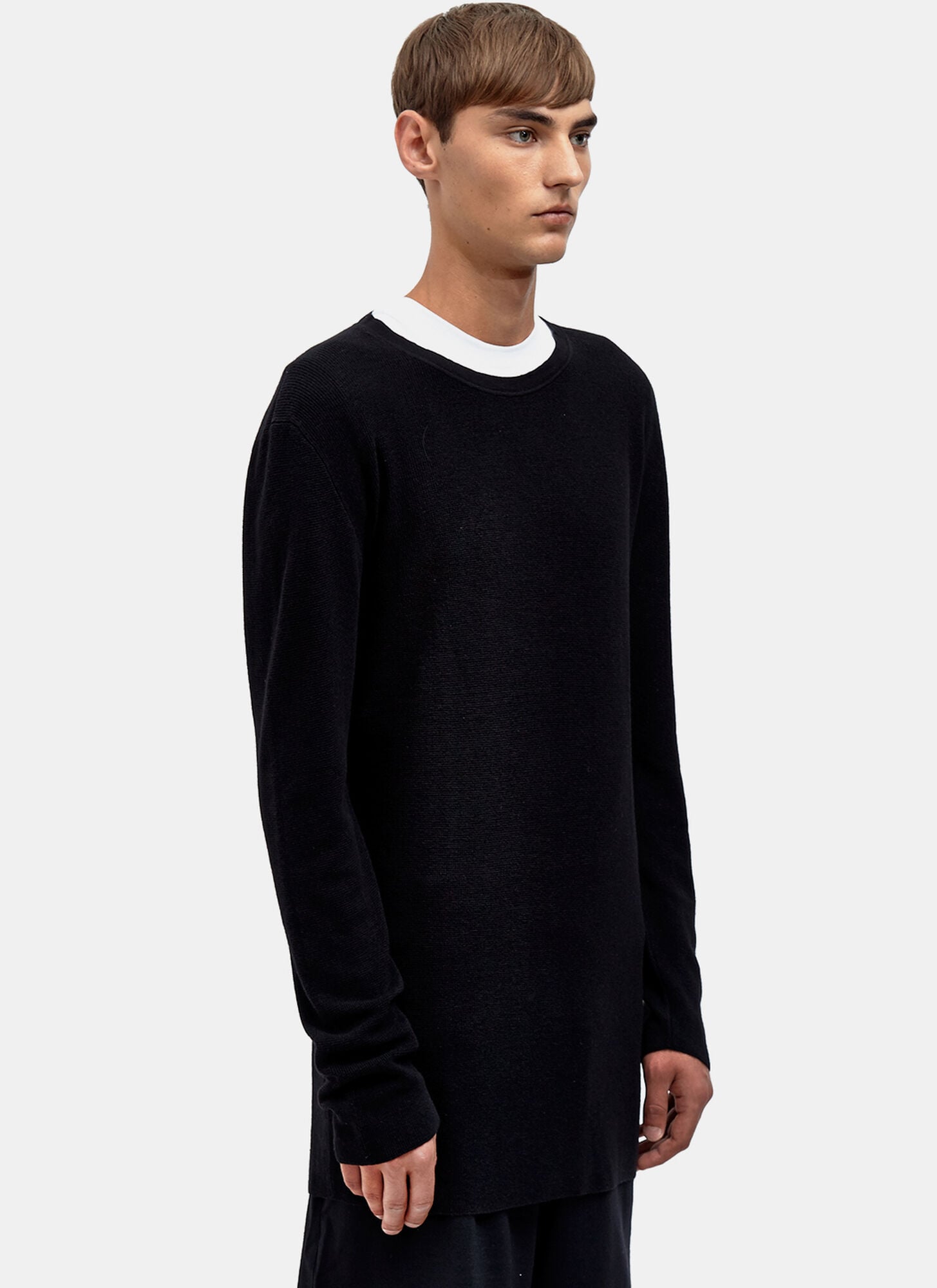  Aiezen Aiezen Aiezen Männer Langer, Quadratisch Gerippter Pullover - Mann  Black Medium 
