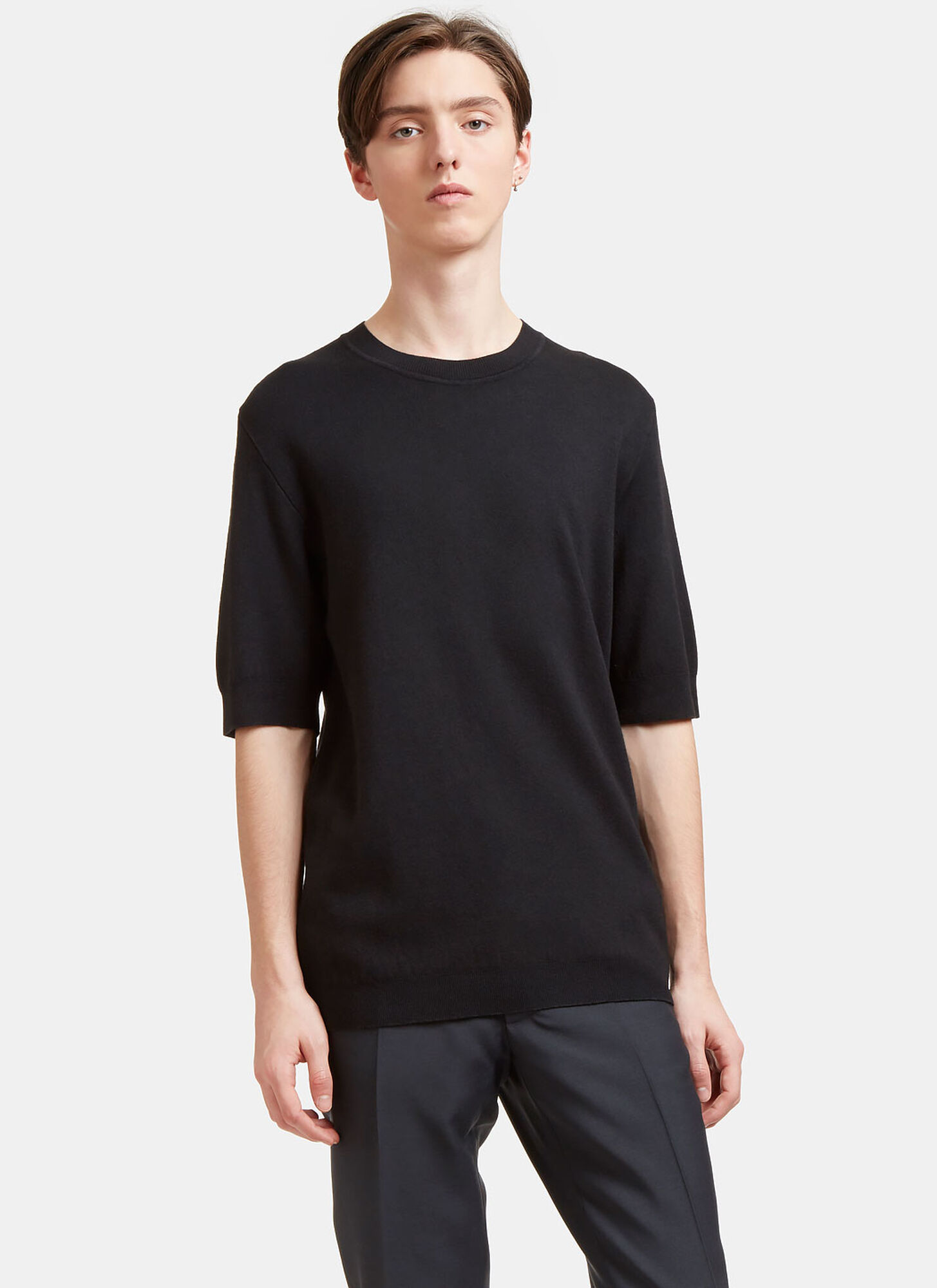 Aiezen Silk And Cashmere-blend Fine-knit T-shirt - Man Knitwear Black M