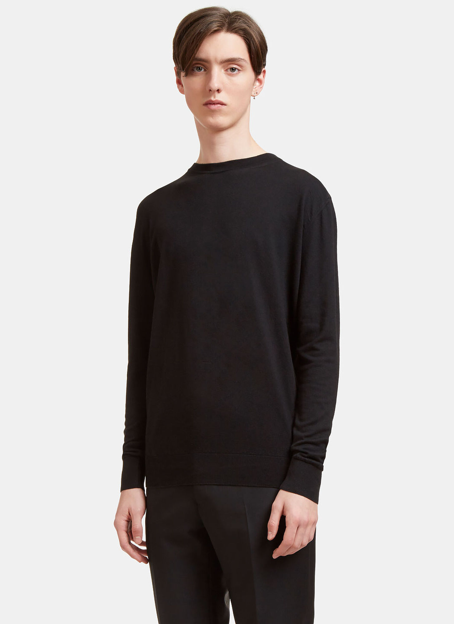 Aiezen Silk And Cashmere-blend Crewneck Sweater - Man Knitwear Black S