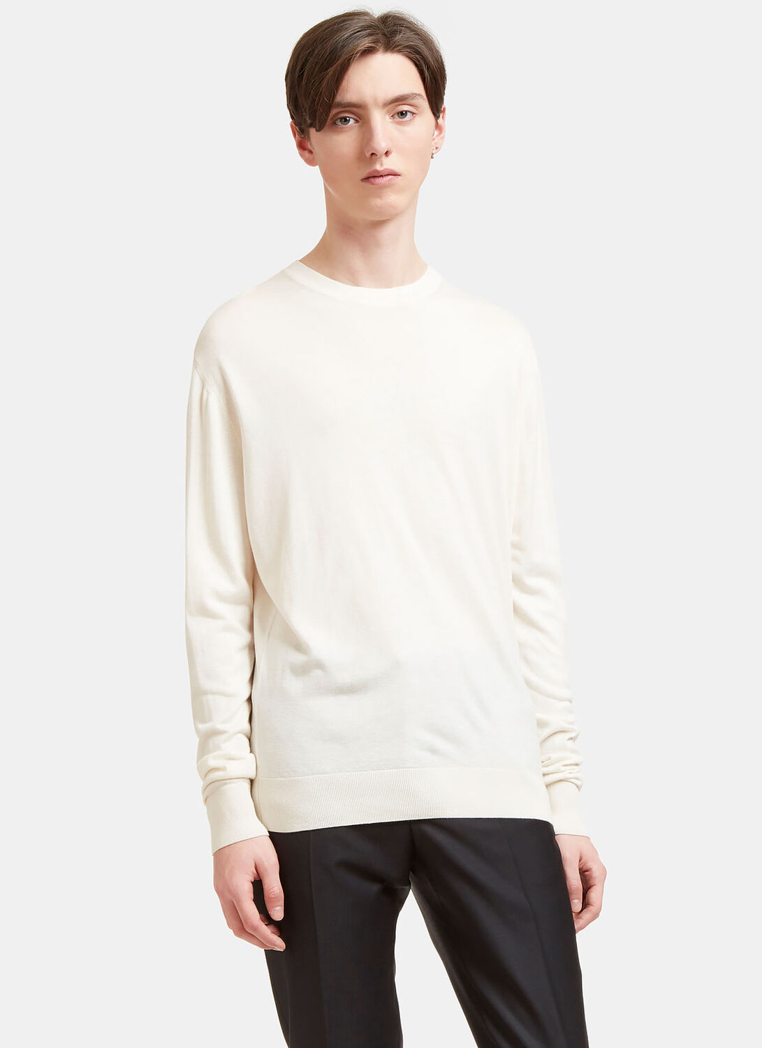Aiezen Silk And Cashmere-blend Crewneck Sweater - Man Knitwear White M