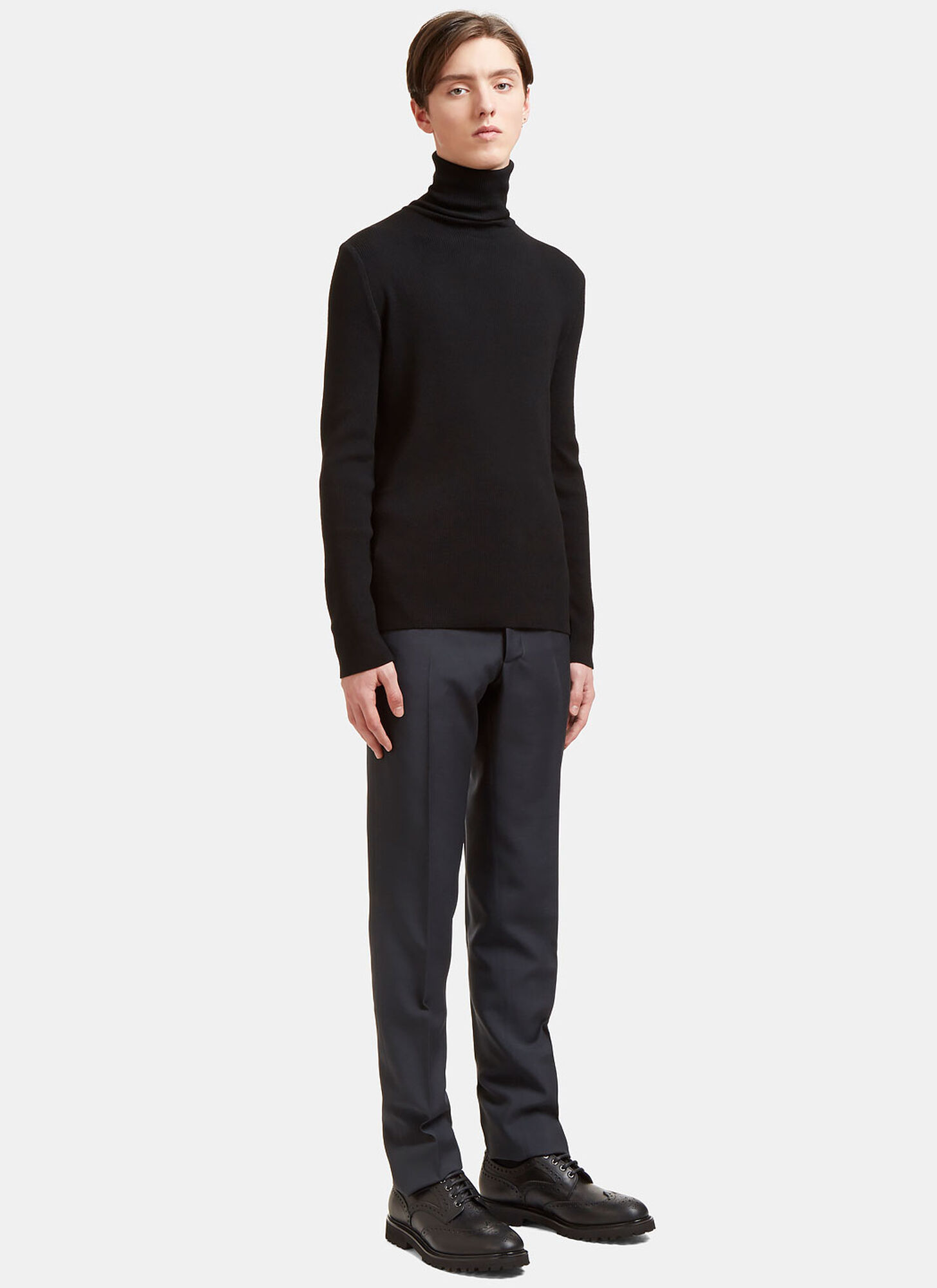  Aiezen Aiezen Wool-blend Fine-knit Turtleneck Sweater - Mann Strick Black Xxl 
