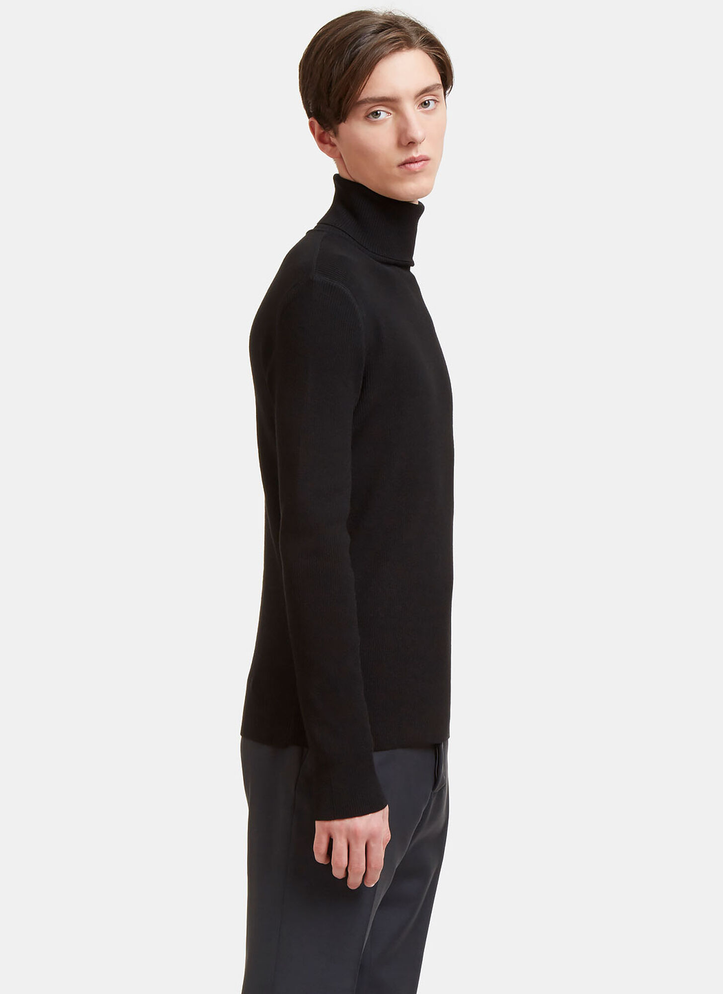  Aiezen Aiezen Wool-blend Fine-knit Turtleneck Sweater - Mann Strick Black Xxl 
