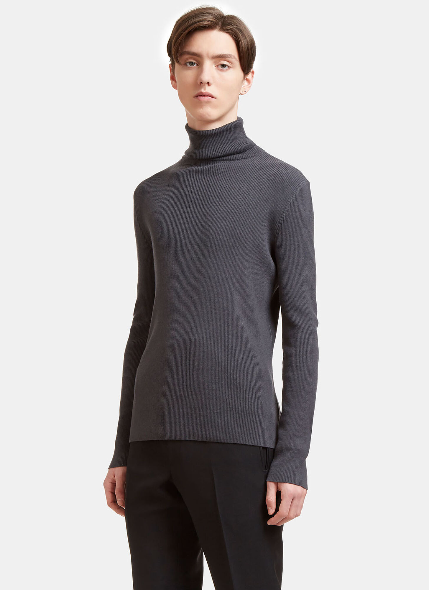 Aiezen Wool-Blend Turtleneck Sweater - Man Knitwear Grey L