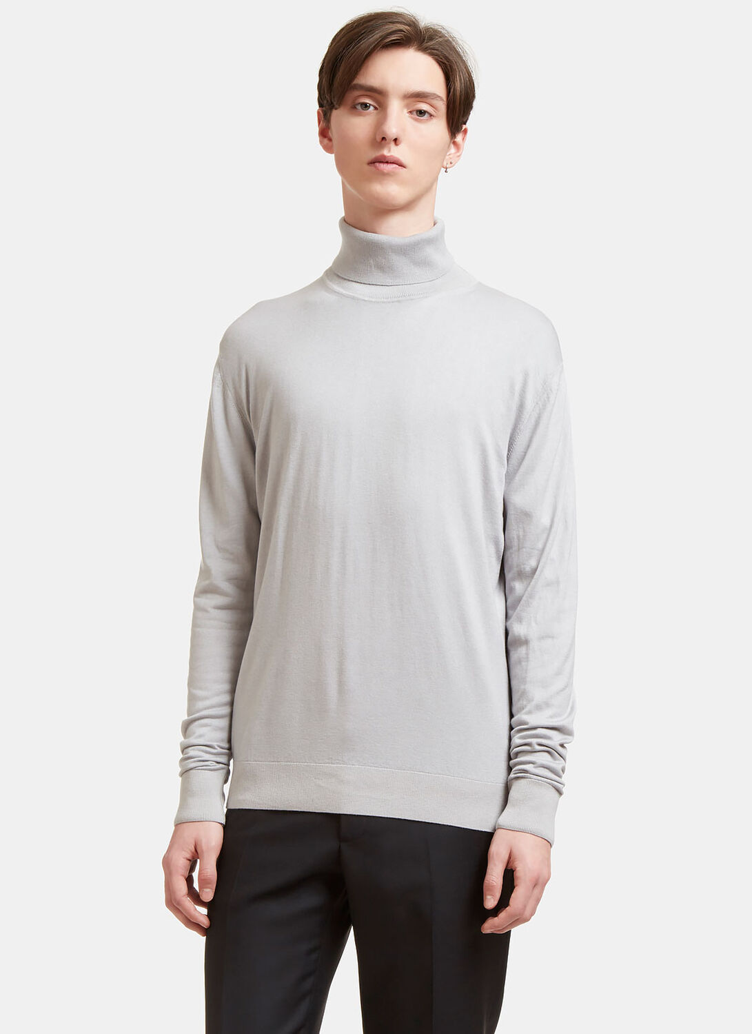 Aiezen Ribbed Roll Neck Sweater - Man Knitwear Grey S