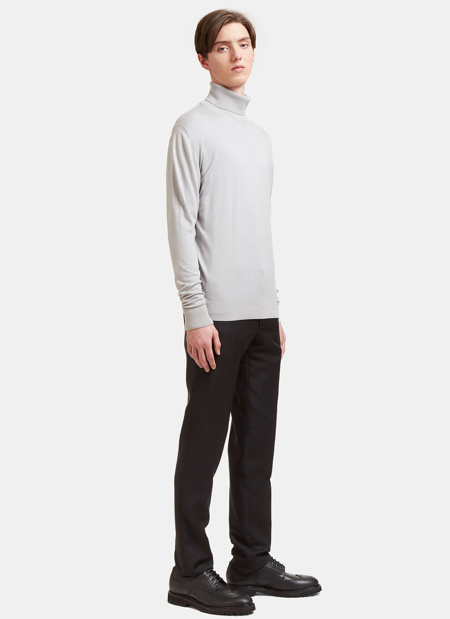  Aiezen Aiezen Ribbed Roll Neck Sweater - Mann Strick Grey S 