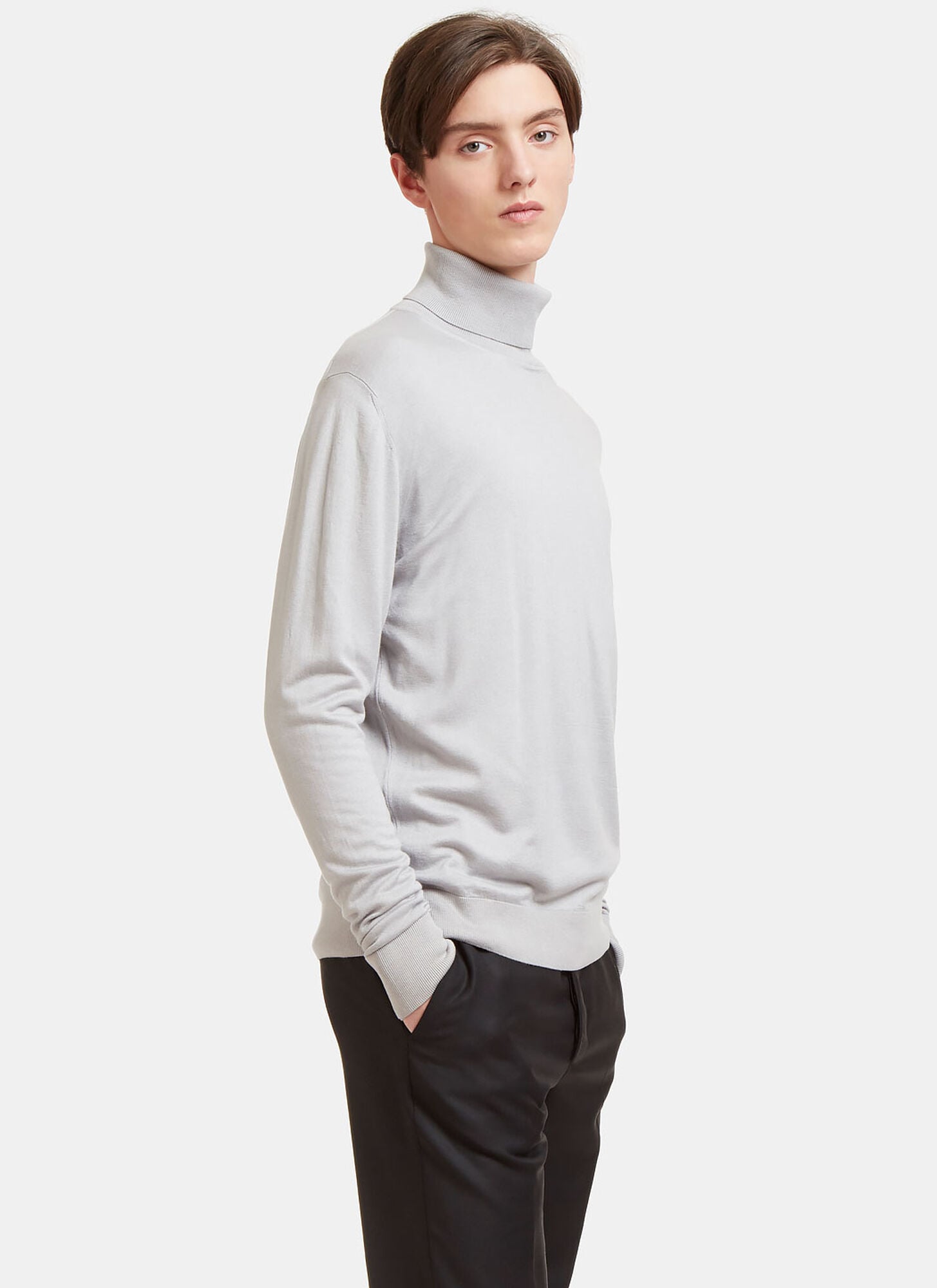  Aiezen Aiezen Ribbed Roll Neck Sweater - Mann Strick Grey S 