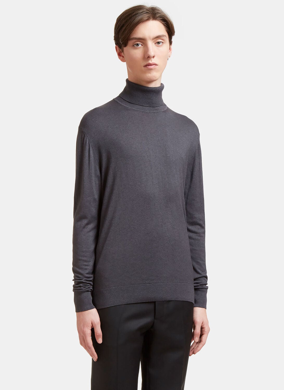 Aiezen Ribbed Roll Neck Sweater - Man Knitwear Grey S