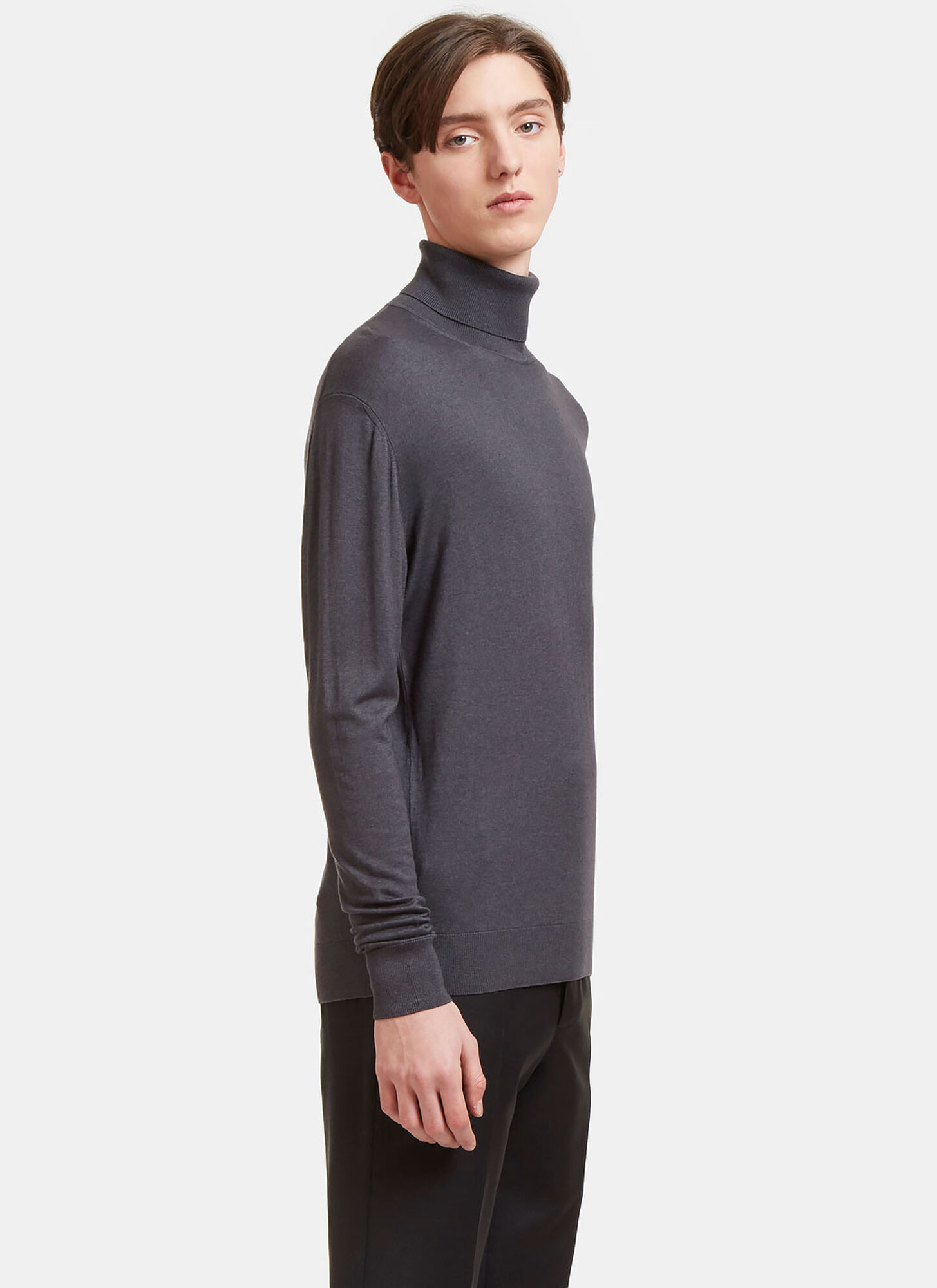  Aiezen Aiezen Ribbed Roll Neck Sweater - Mann Strick Grey S 