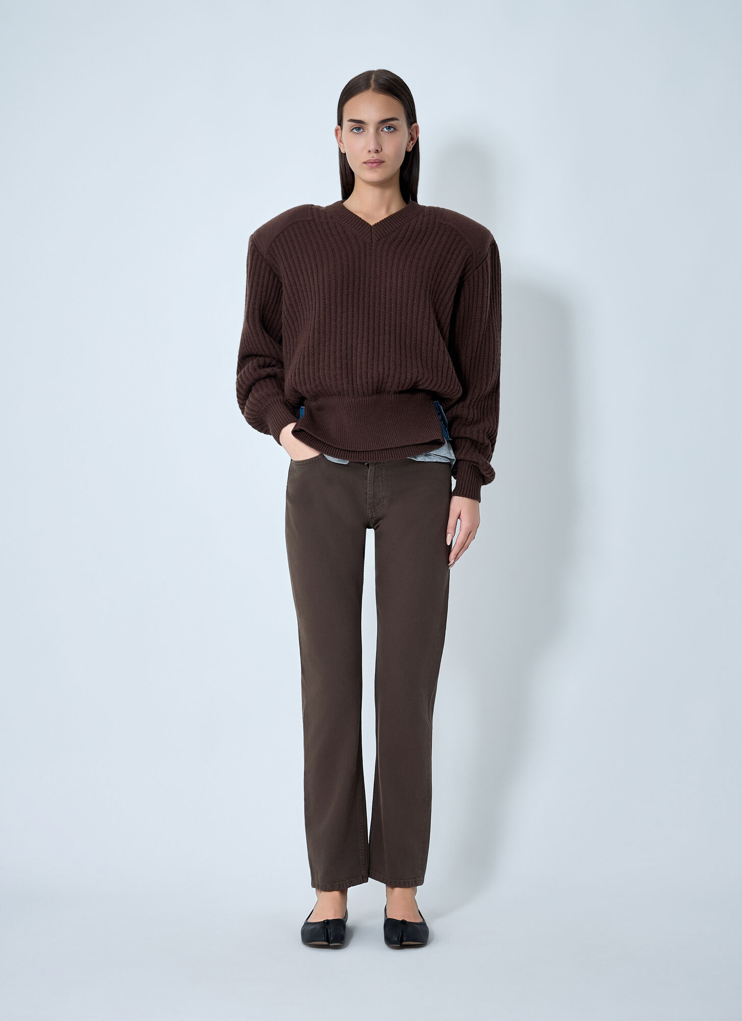  August Barron August Barron Contrast Waistband Jeans - Frau Jeans Brown L 