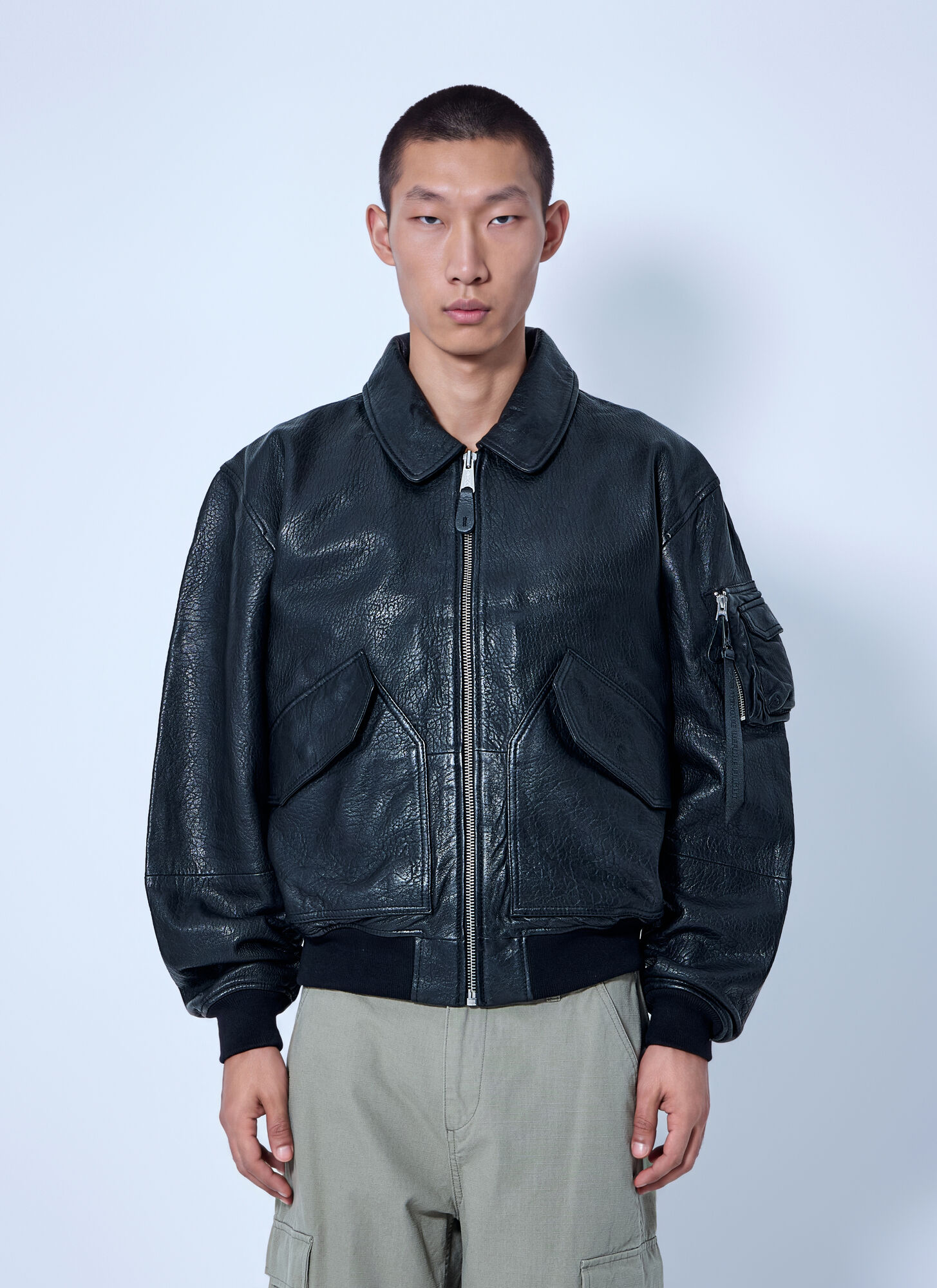 Alpha Industries Cwu-36/P Leather Uv Loose Bomber Jacket - Jackets Black M