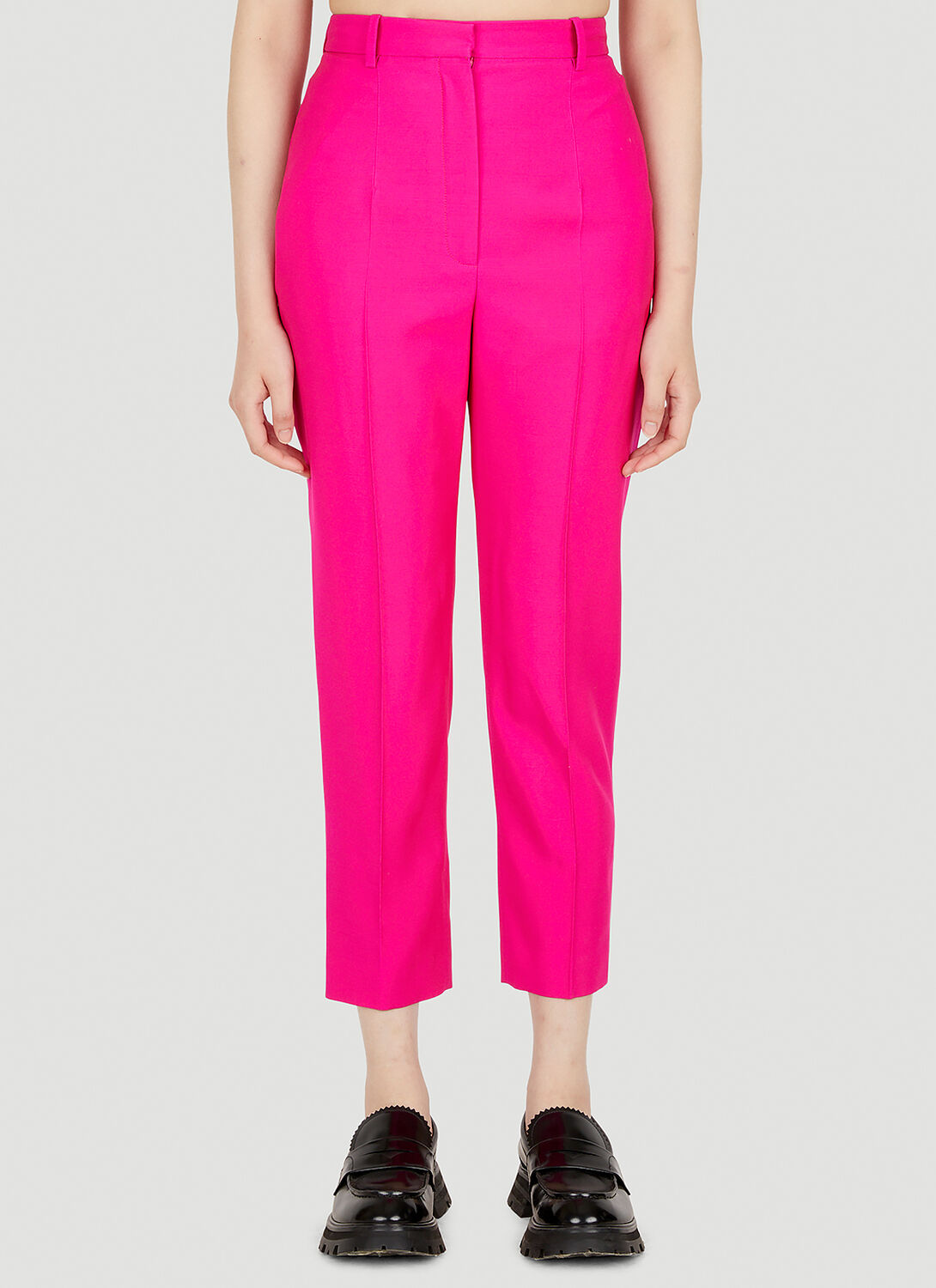 Alexander Mcqueen Tailored Cropped Trousers In Pink