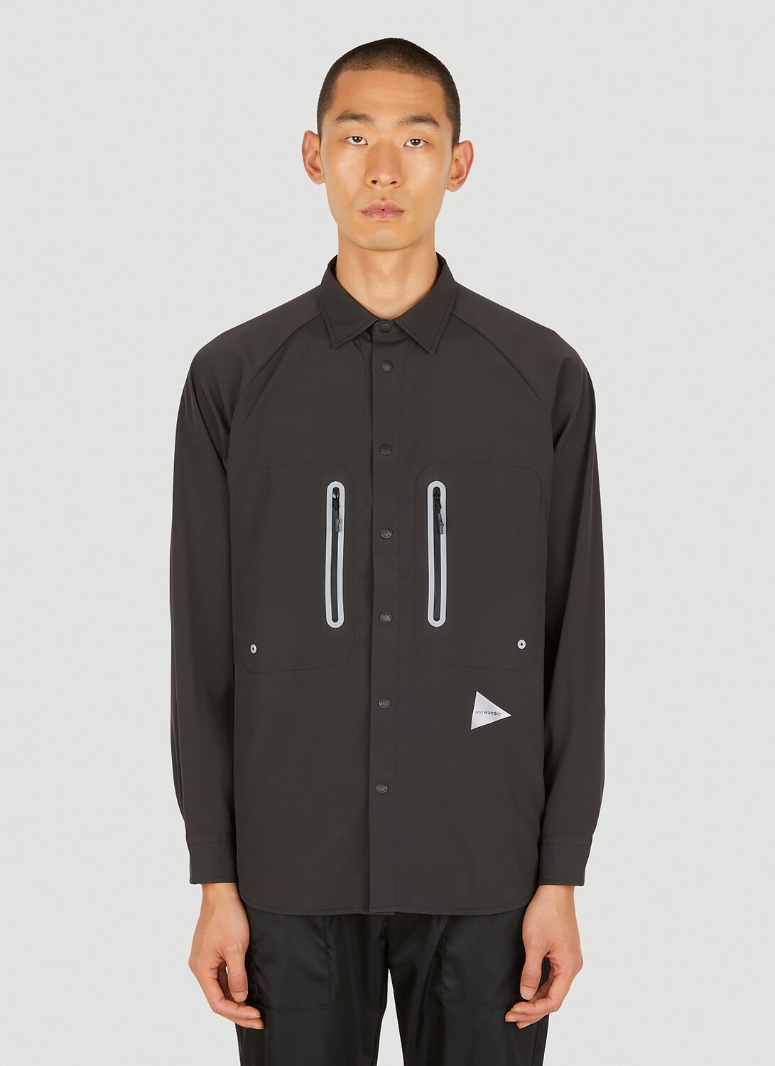 And Wander Zip-pocket Shirt In Black