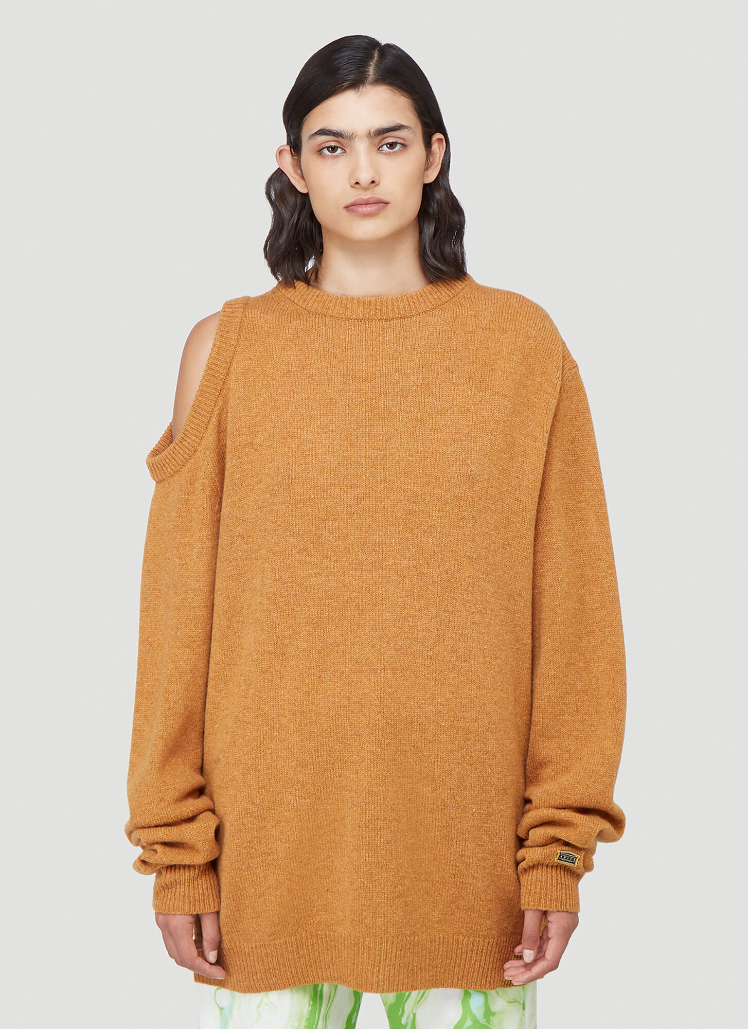 Aries Women's Orange Cut-Out Sweater - Woman Sweatshirts L