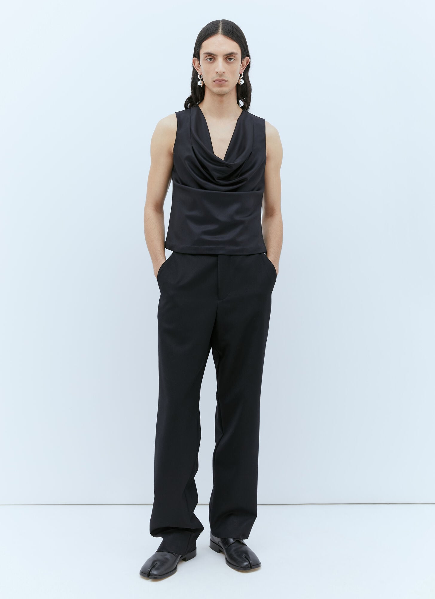  Aaron Esh Aaron Esh Draped Wool Top - Mann Tops Black L 