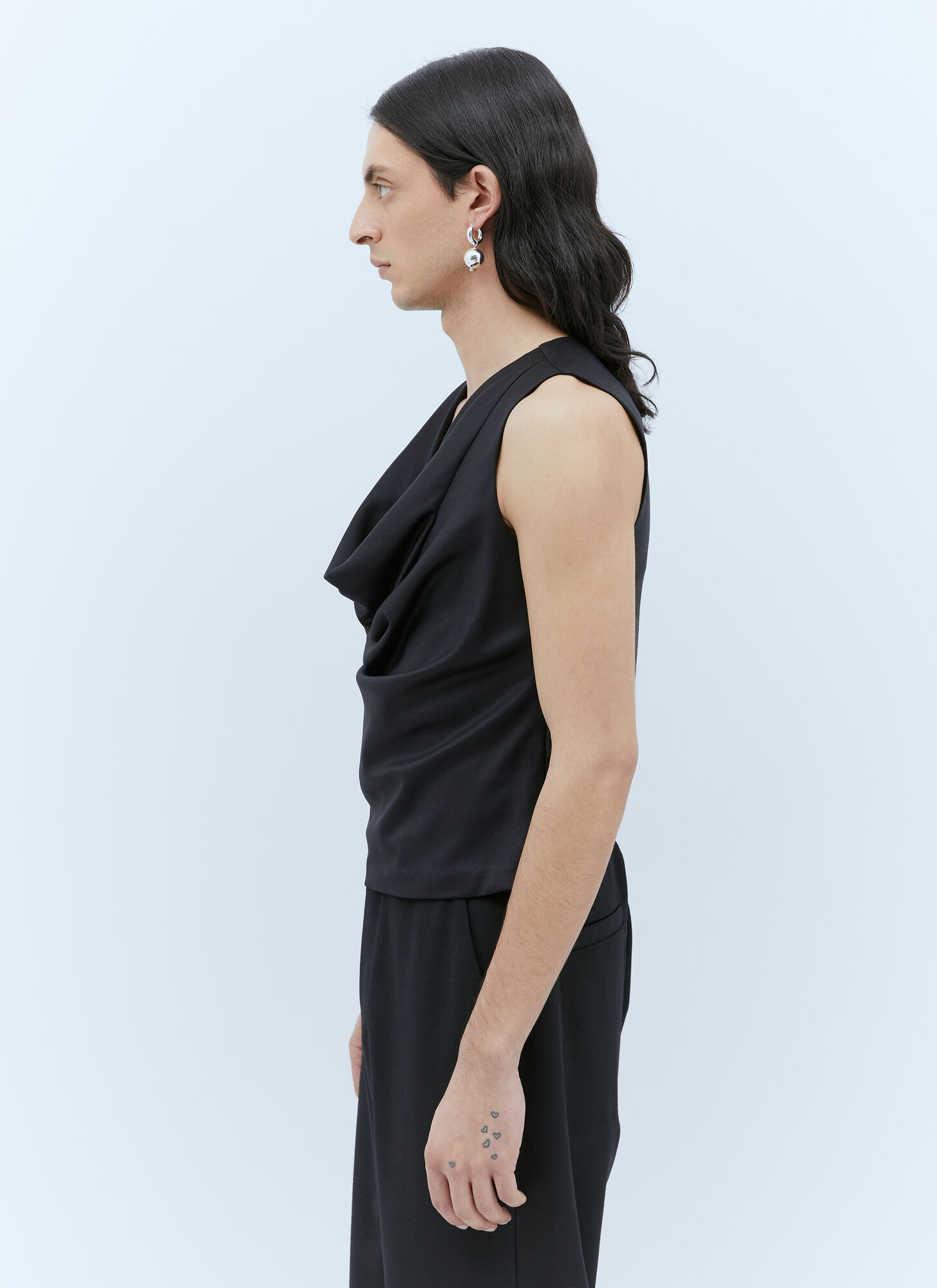  Aaron Esh Aaron Esh Draped Wool Top - Mann Tops Black L 