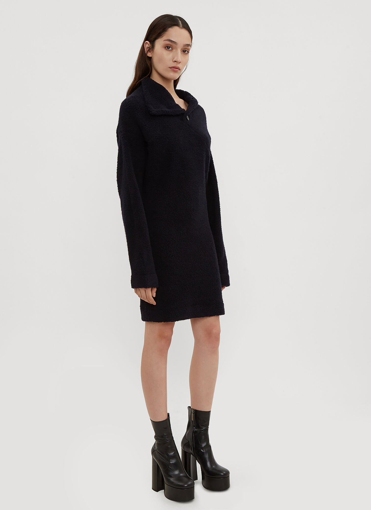  Atlein Atlein Asymmetrical Neck Sweater Dress - Frau Kleider Navy Fr - 40 