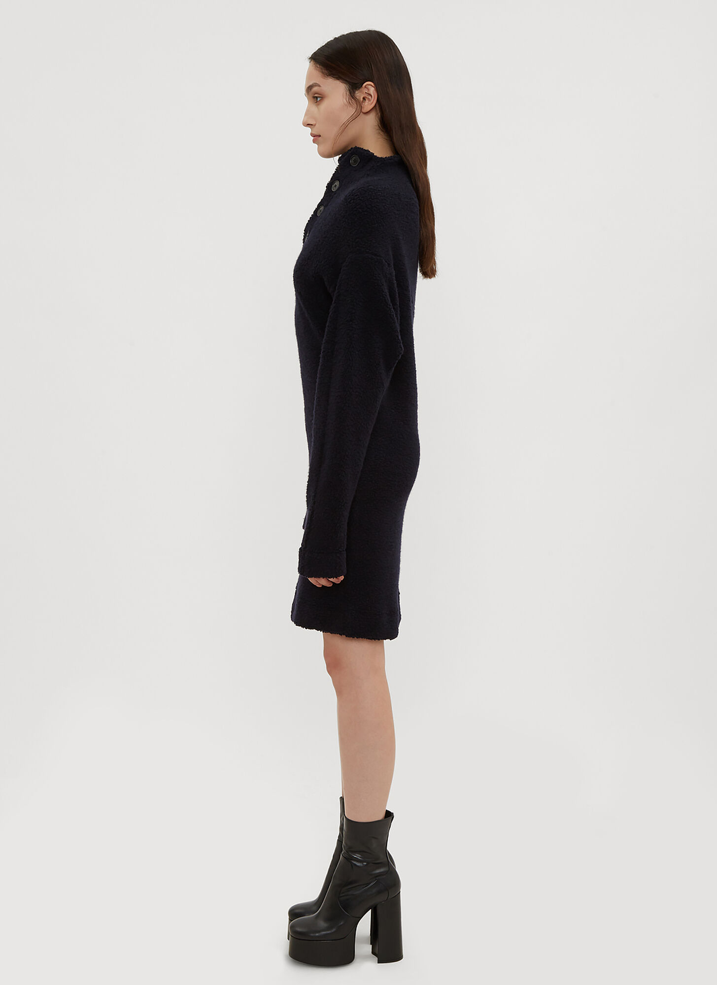  Atlein Atlein Asymmetrical Neck Sweater Dress - Frau Kleider Navy Fr - 40 