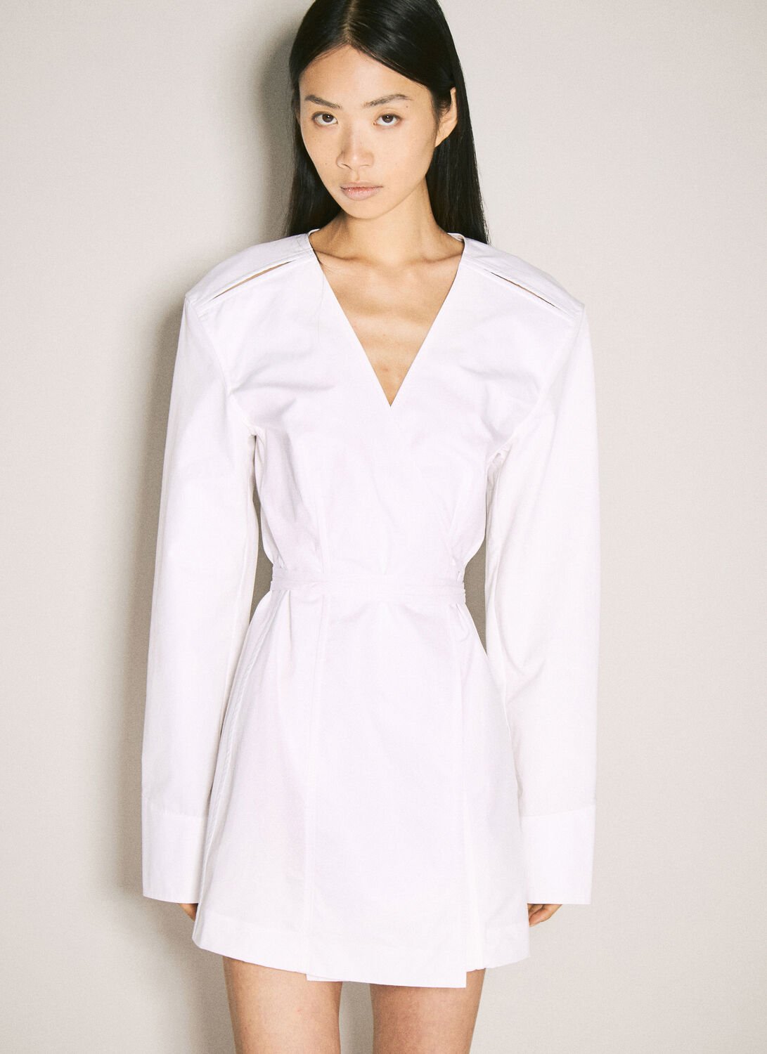 Alexander Wang White Wrap Minidress In White
