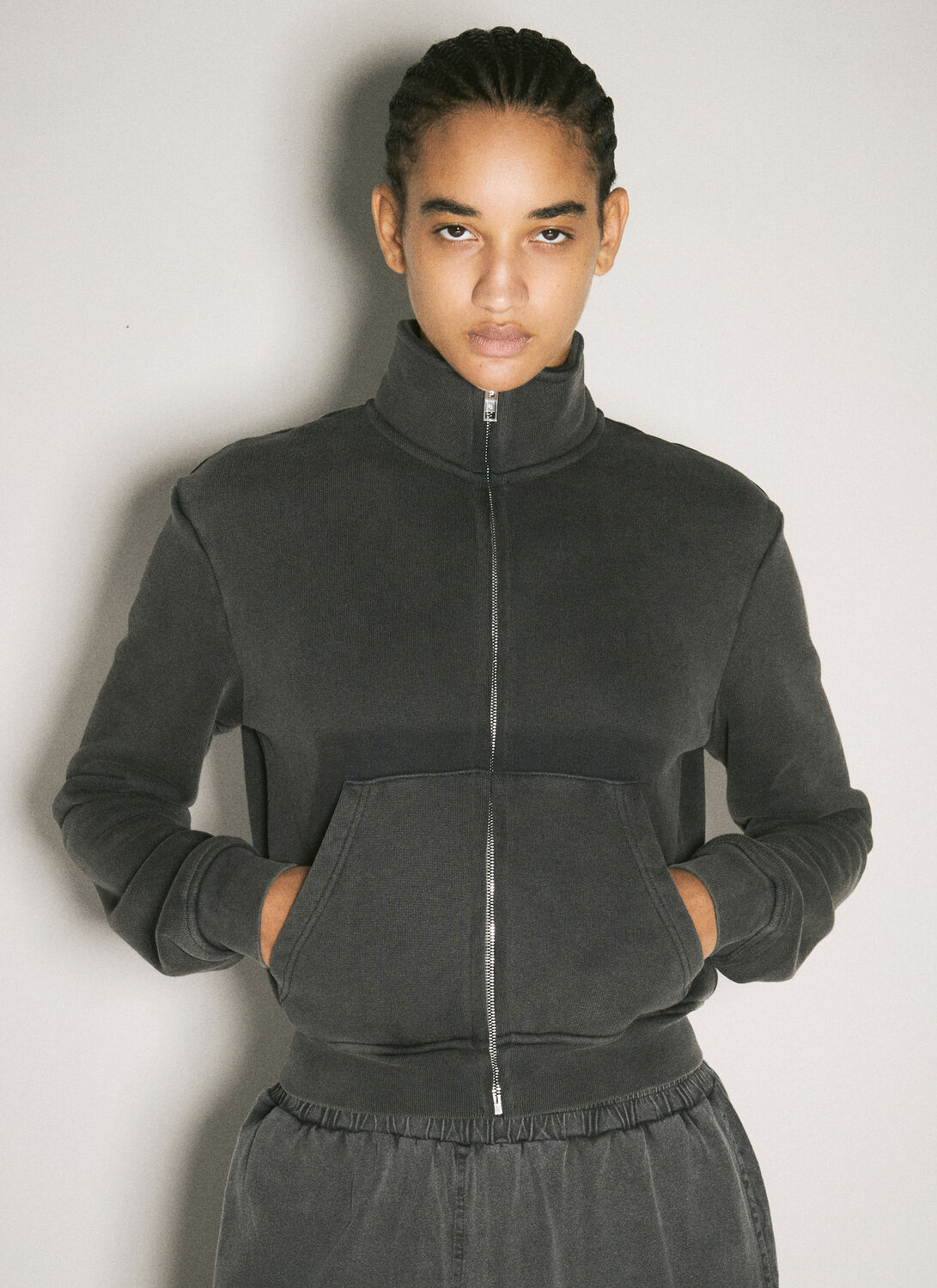Alexander Wang Cropped Cotton Jacket In Black