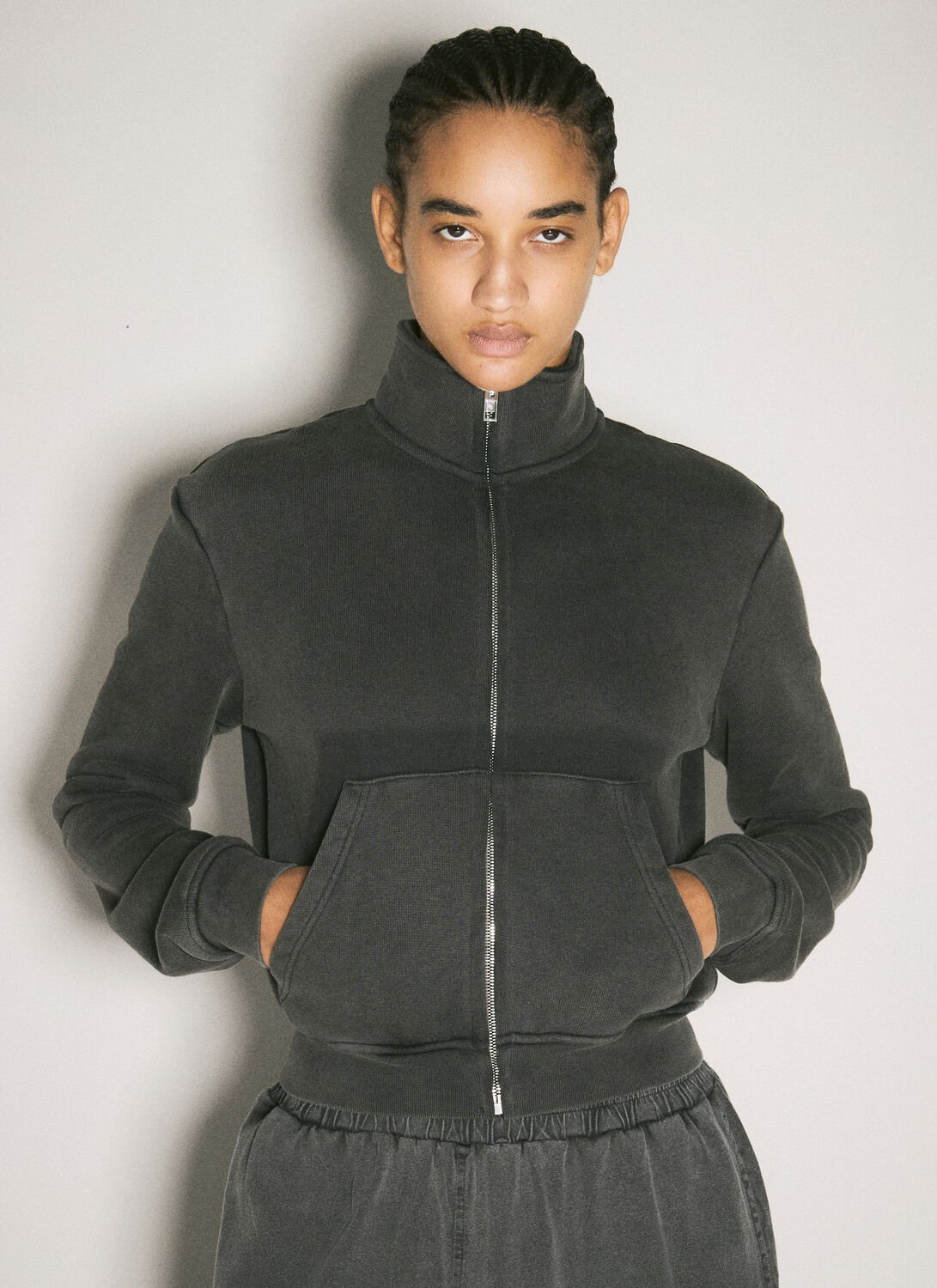 Alexander Wang Cropped Cotton Jacket In Black