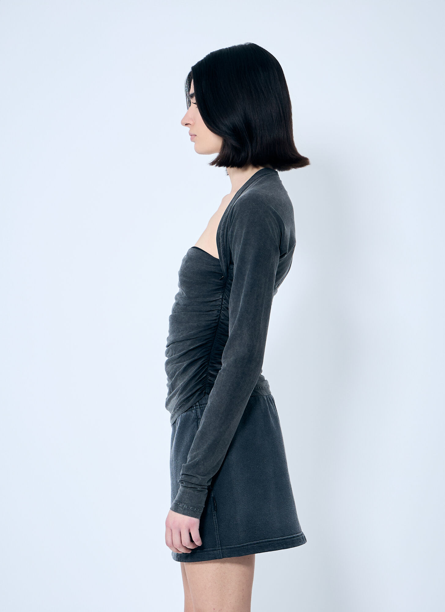  Alexander Wang Alexander Wang Ruched Square Neck Top - Frau Tops Grey L 