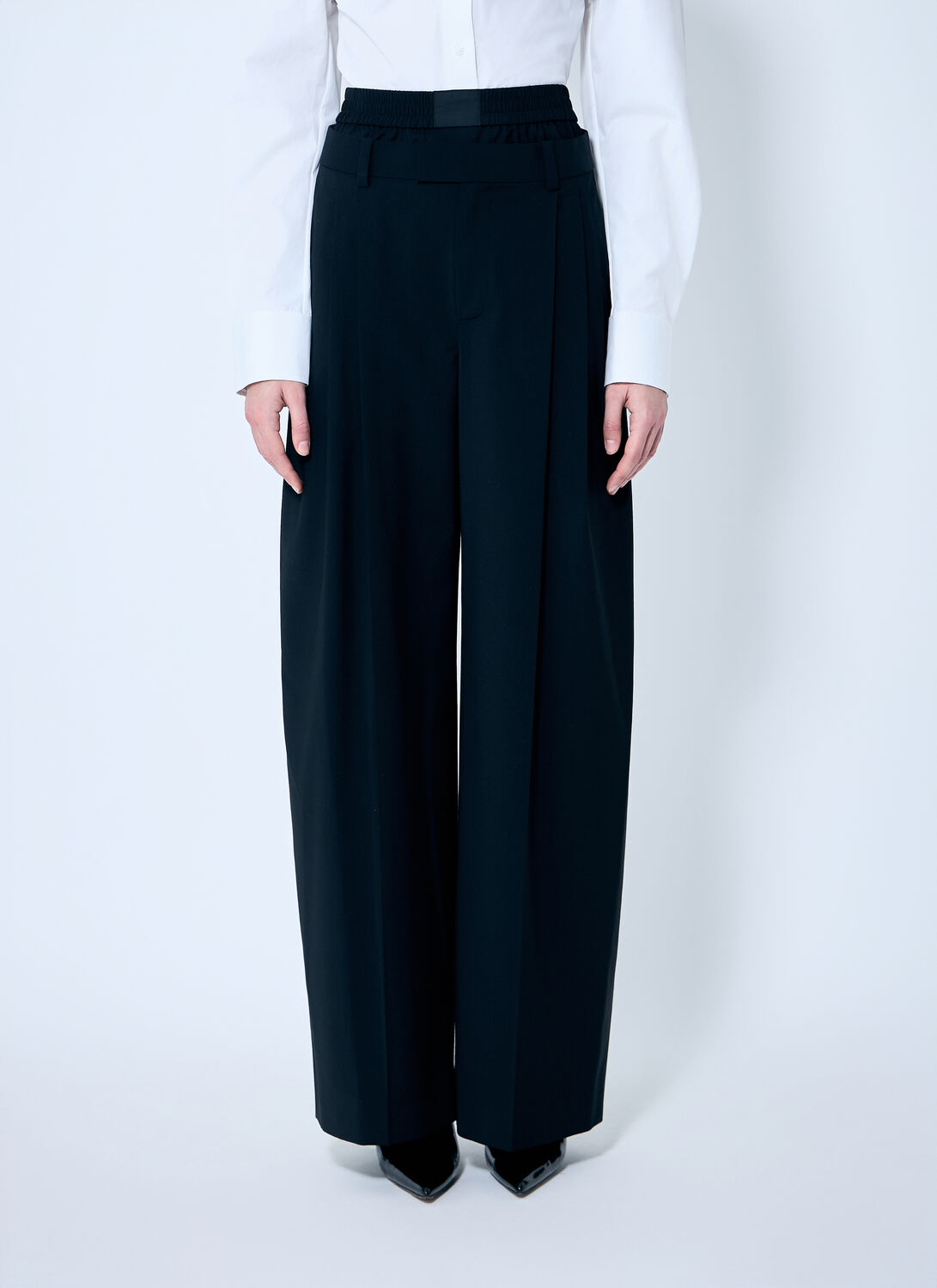 Alexander Wang Women Pleated Pants With Boxer Waistband In Black