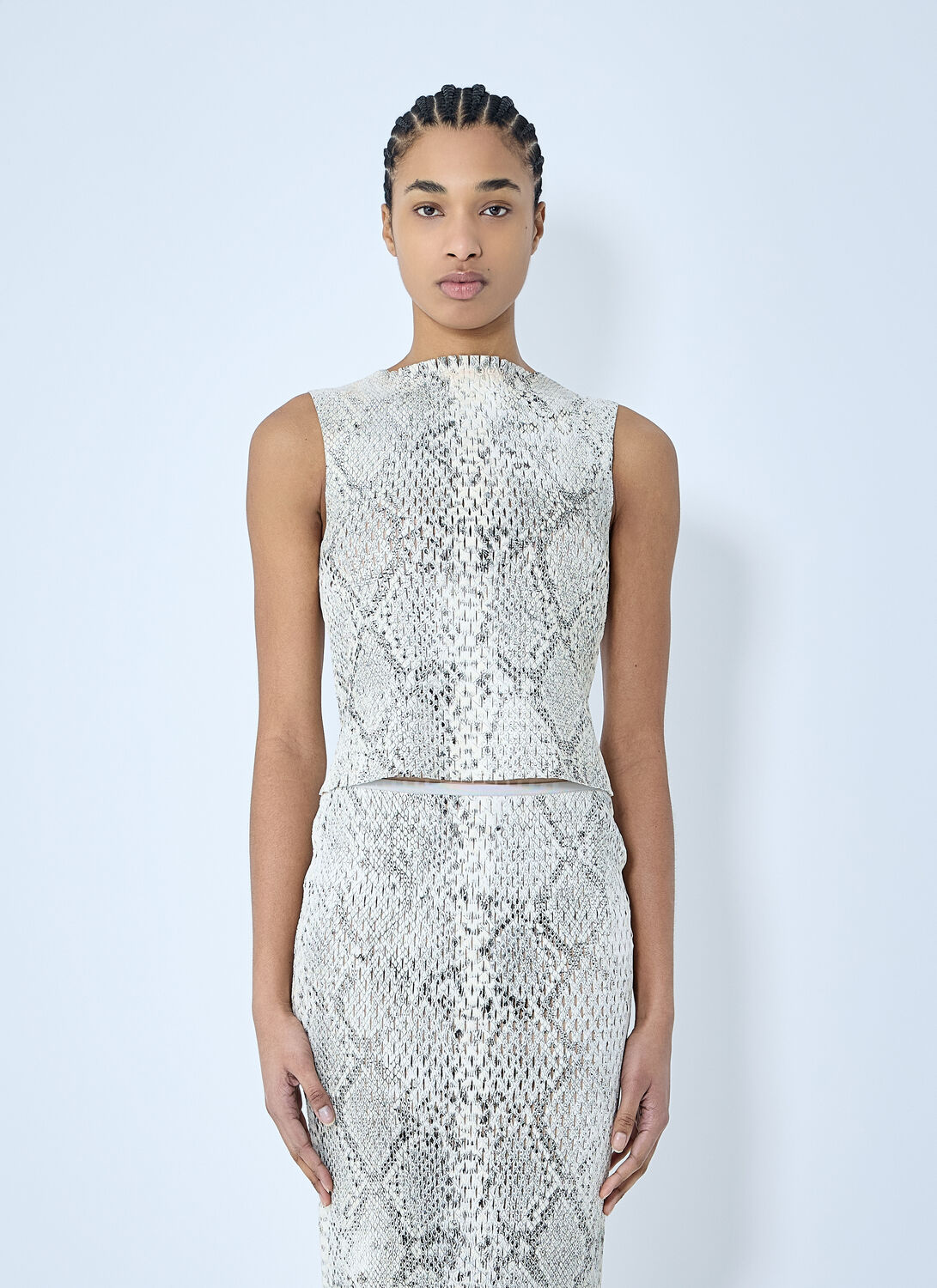 Alexander Wang Snake-print Embossed Tank Top In White
