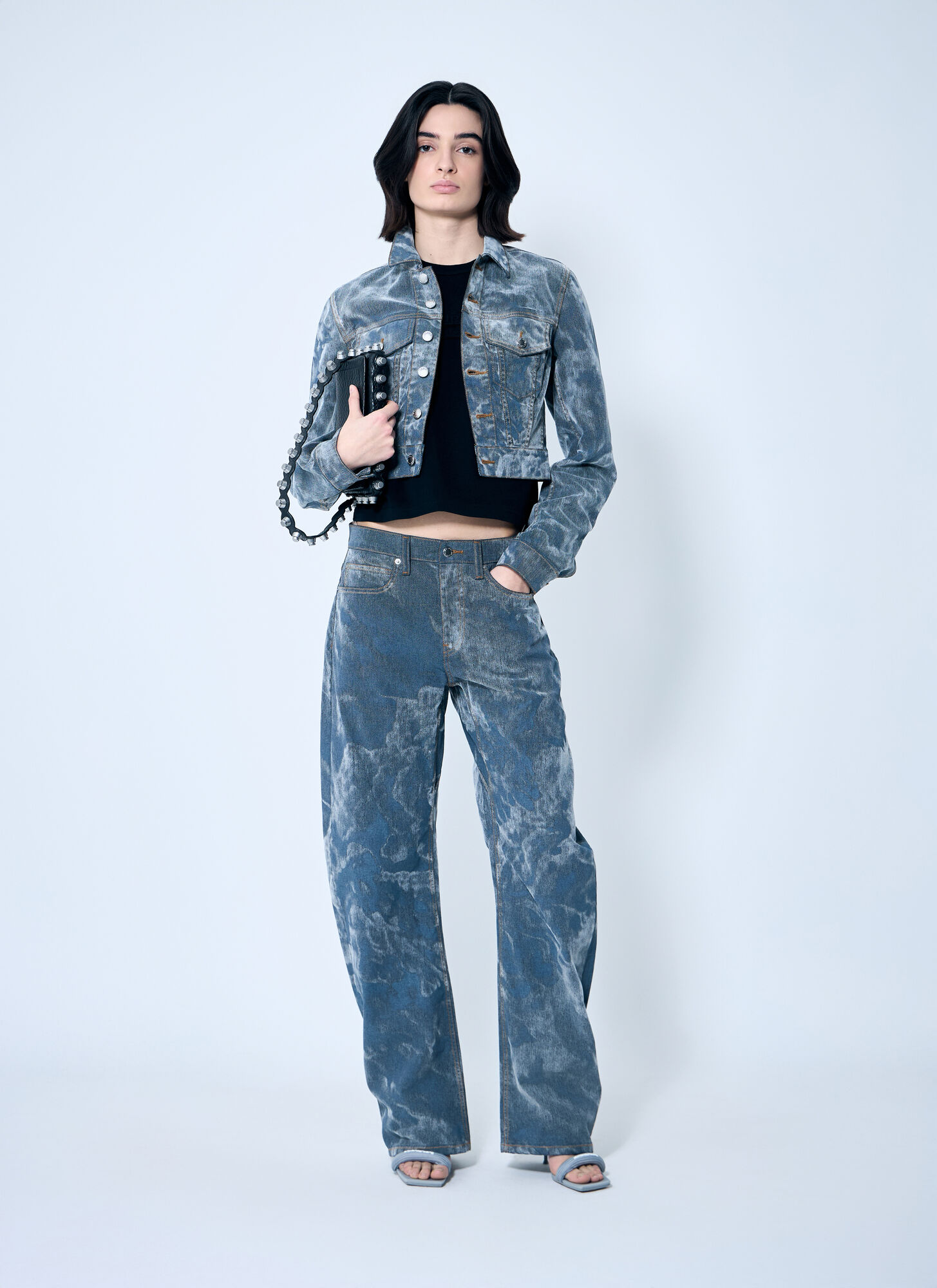  Alexander Wang Alexander Wang Low Rise Clouding Flocking Jeans - Frau Jeans Grey 27 