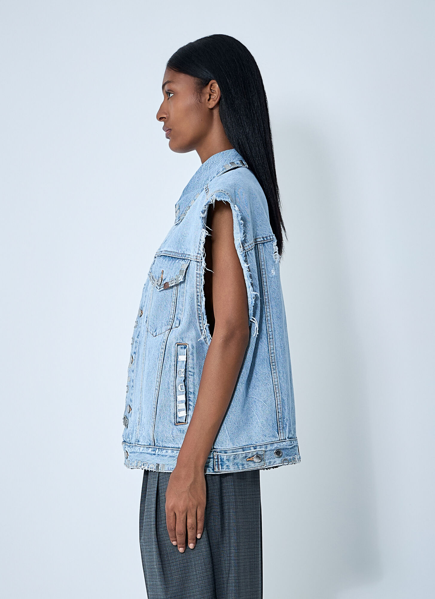  Alexander Wang Alexander Wang Distressed Denim Vest - Frau Jacken Light Blue One Size 