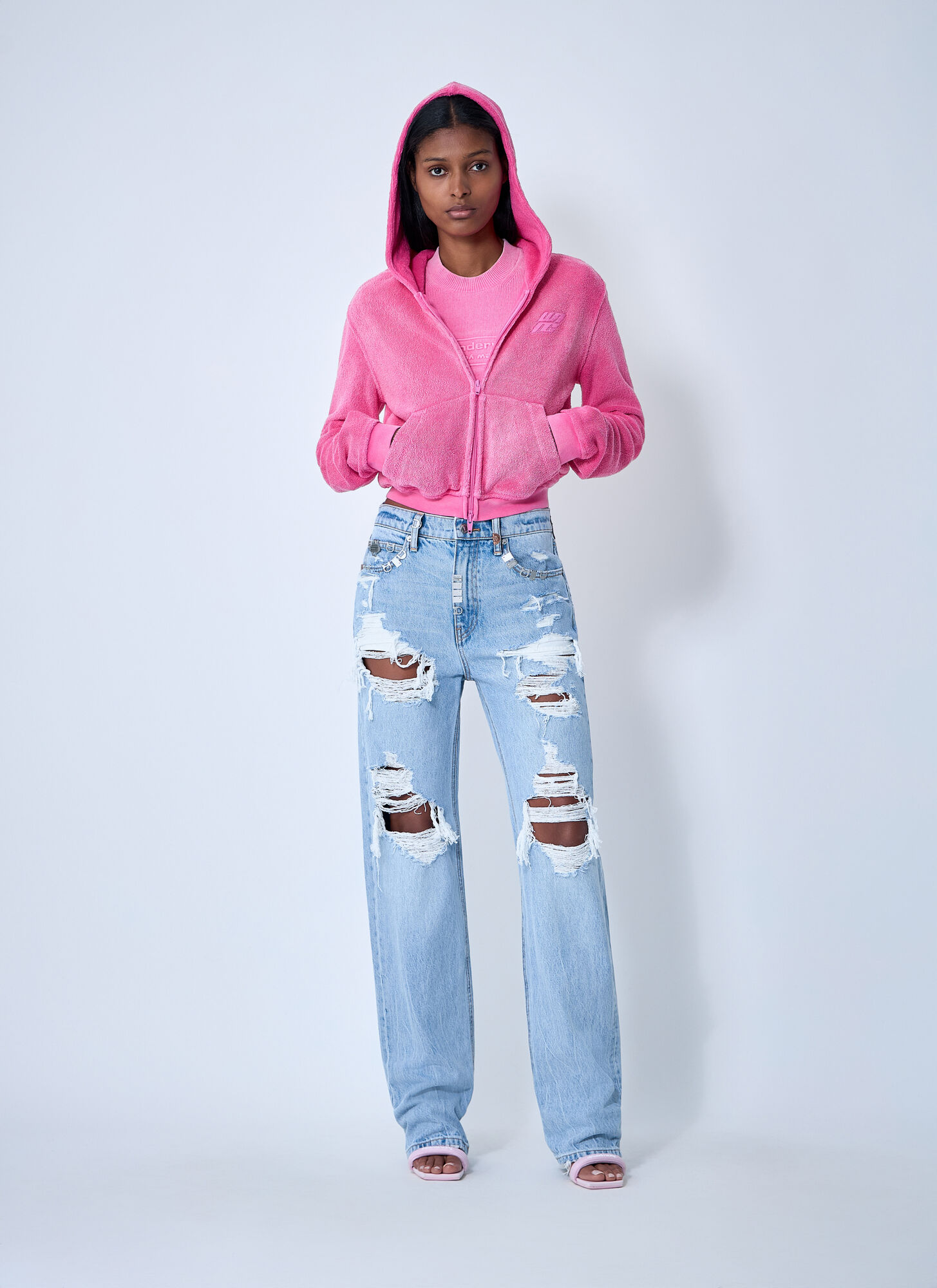  Alexander Wang Alexander Wang Logo Motif Zip-up Sweatshirt - Frau Sweatshirts White S 