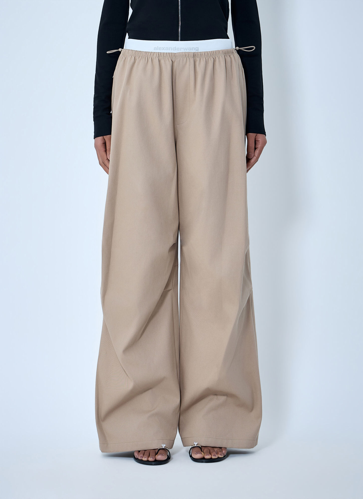 Alexander Wang Beige Wide-Leg Elasticated Waist Pants - Woman Pants L