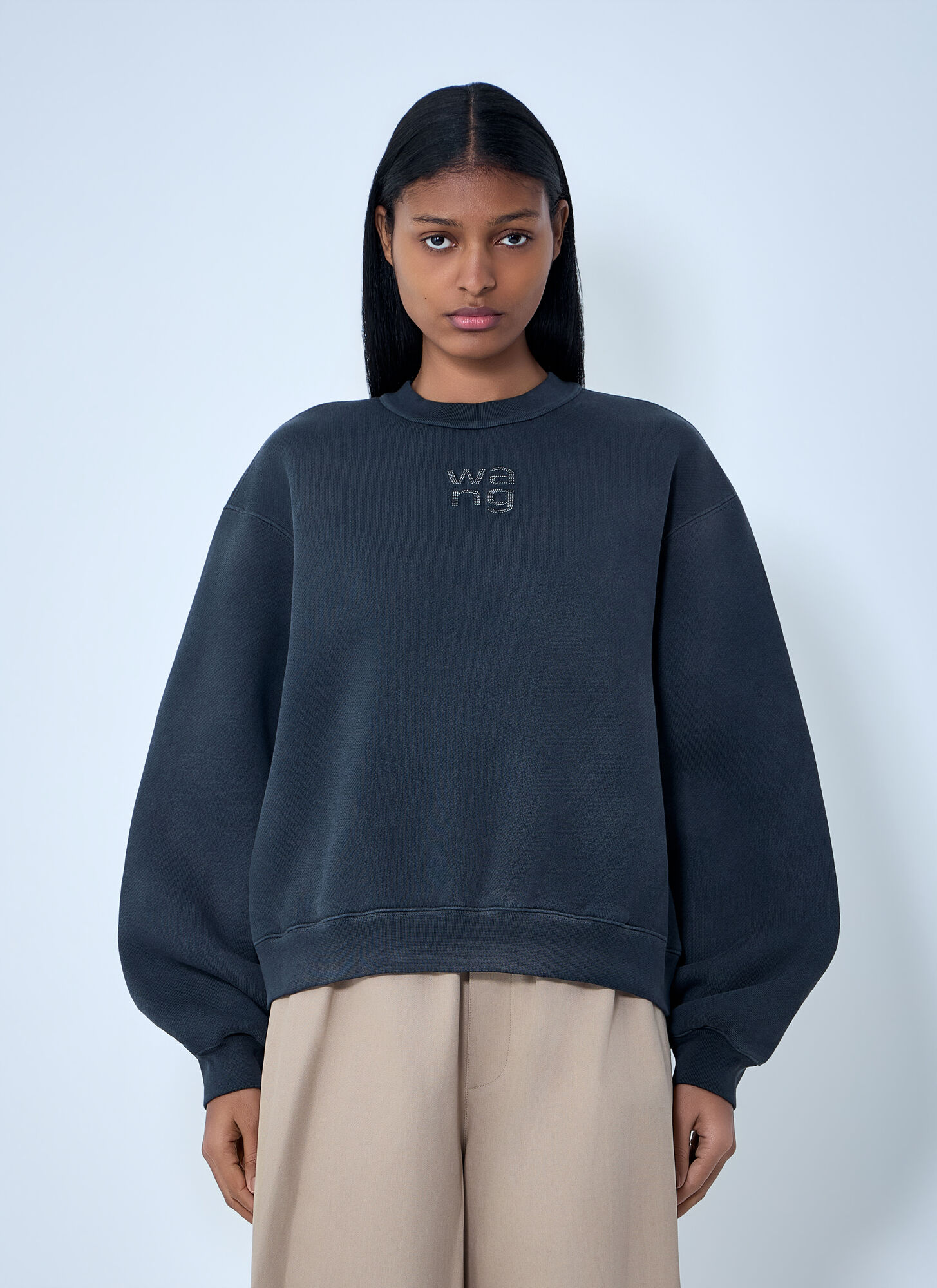 Alexander Wang Embroidered Logo Sweatshirt - Woman Sweatshirts Dark Grey S