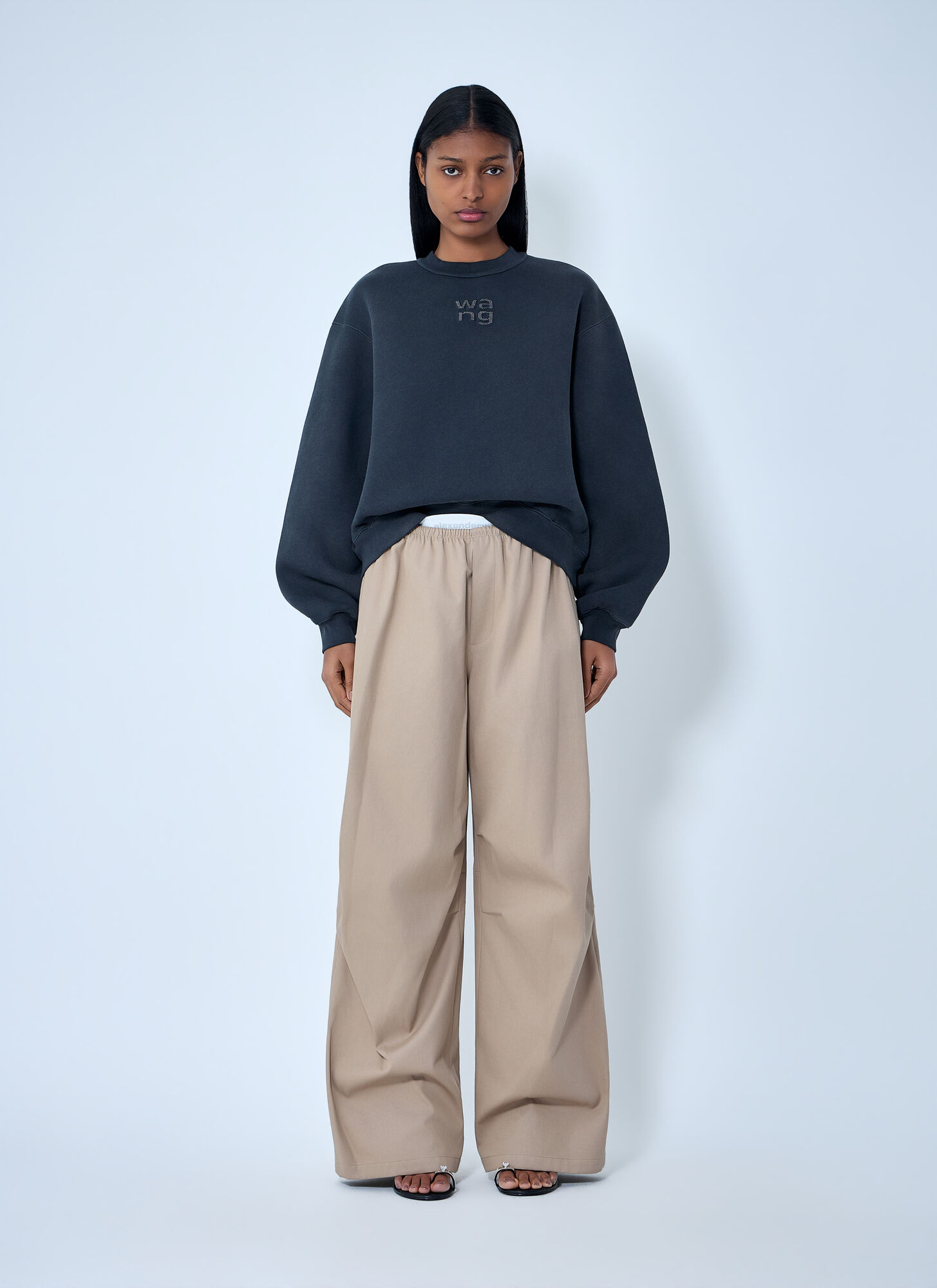  Alexander Wang Alexander Wang Embroidered Logo Sweatshirt - Frau Sweatshirts Dark Grey L 