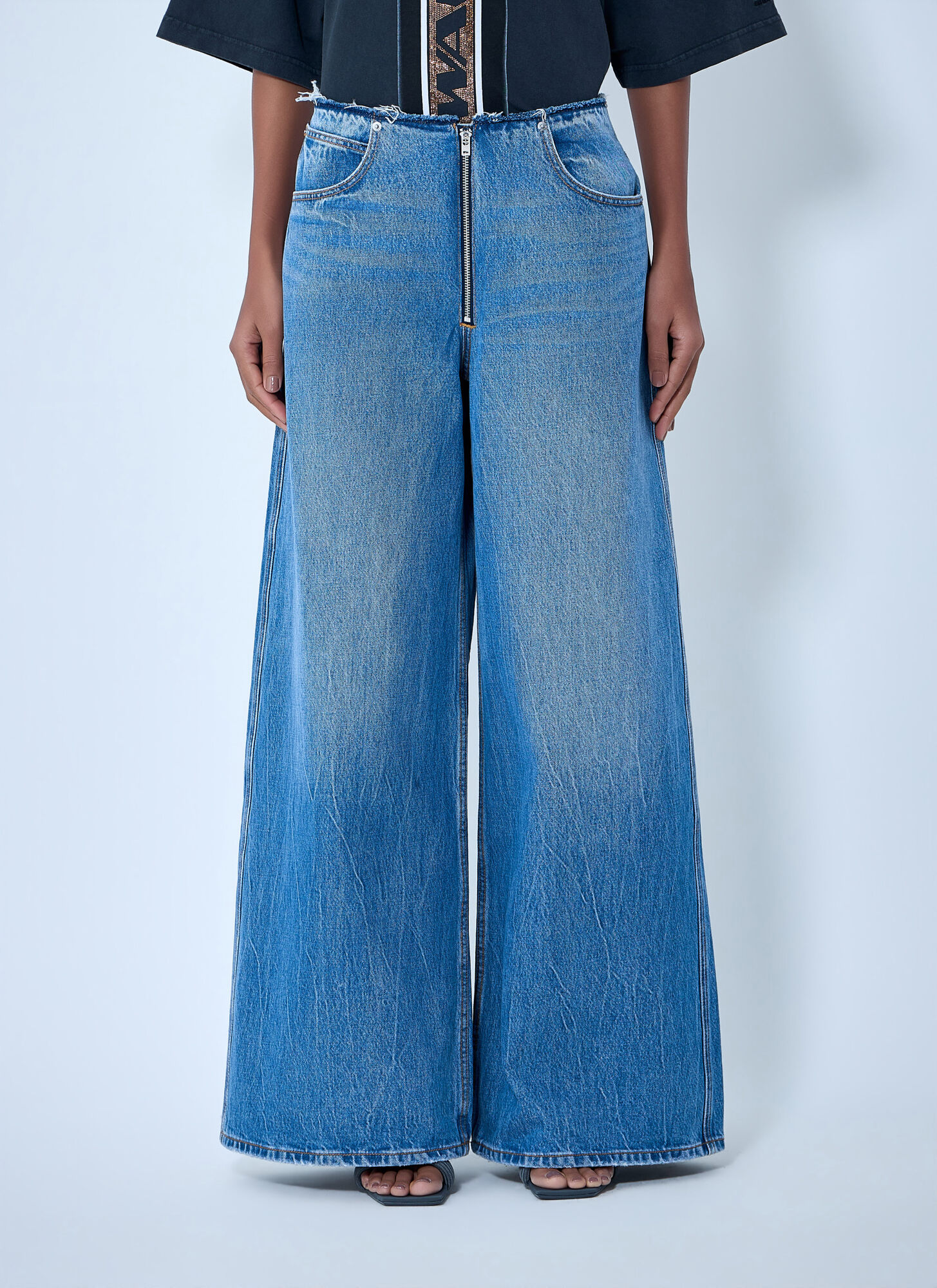Alexander Wang Donna Blu - Wide-Leg Denim Jeans, E, Size: 25