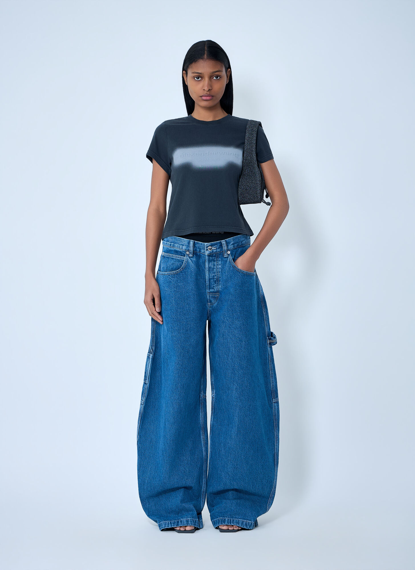  Alexander Wang Alexander Wang Logo Motif Denim Jeans - Frau Jeans Dark Blue 26 