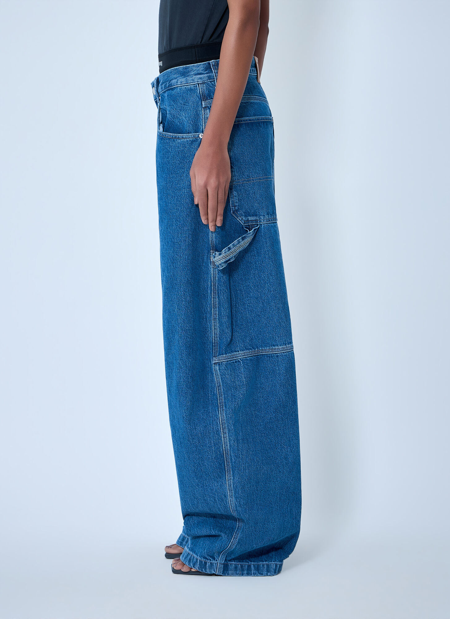  Alexander Wang Alexander Wang Logo Motif Denim Jeans - Frau Jeans Dark Blue 26 