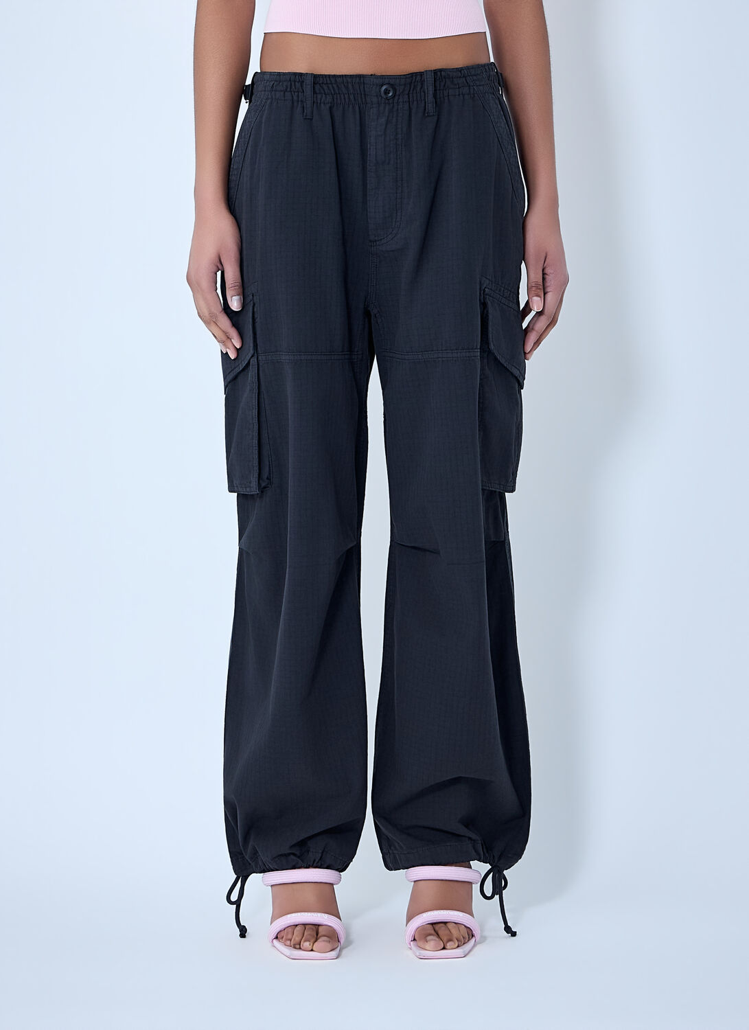 Alexander Wang Drawstring Cargo Trousers - Woman Pants Black S