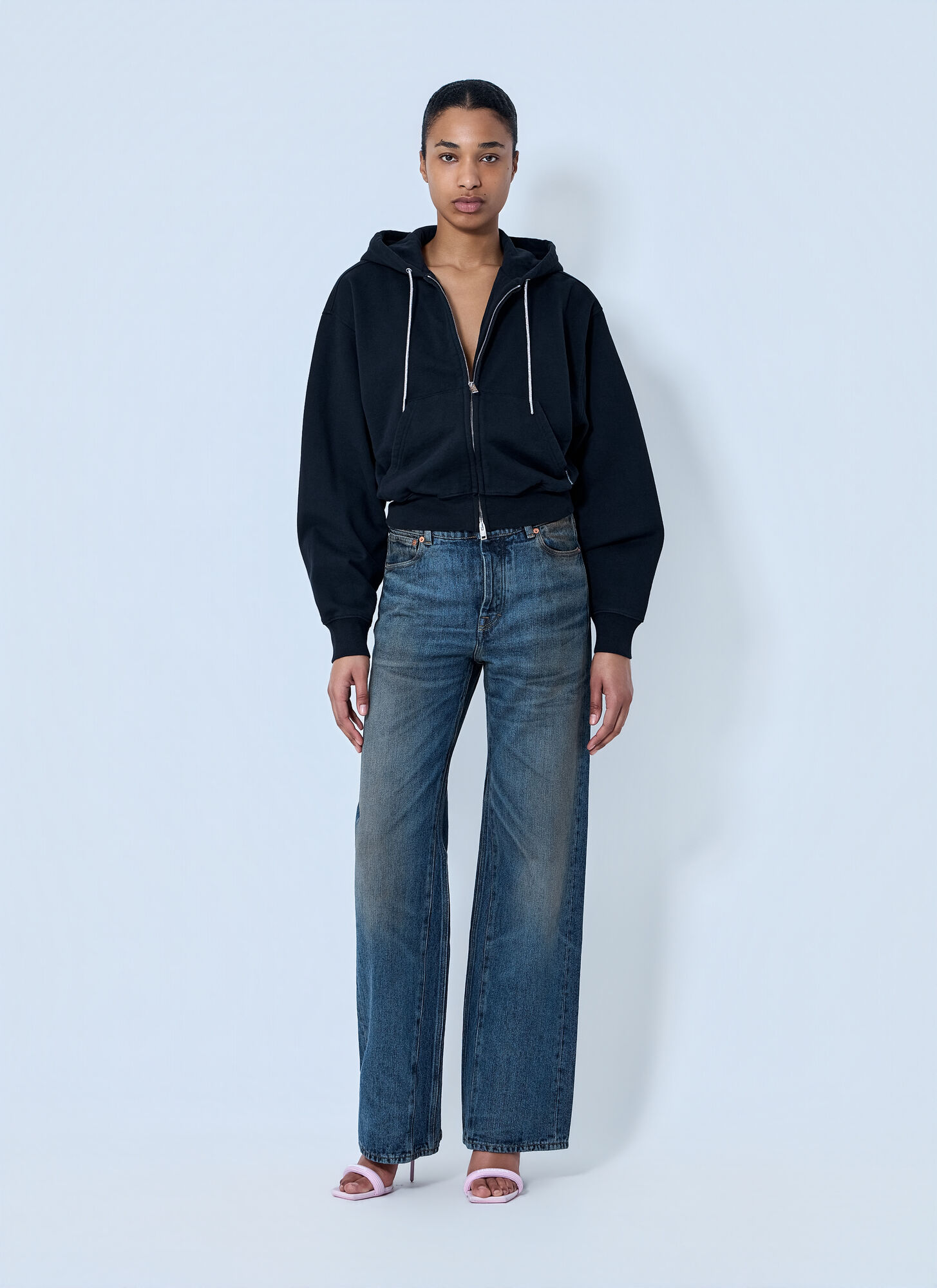  Alexander Wang Alexander Wang Zip-front Hooded Sweatshirt - Frau Sweatshirts Black Xs 