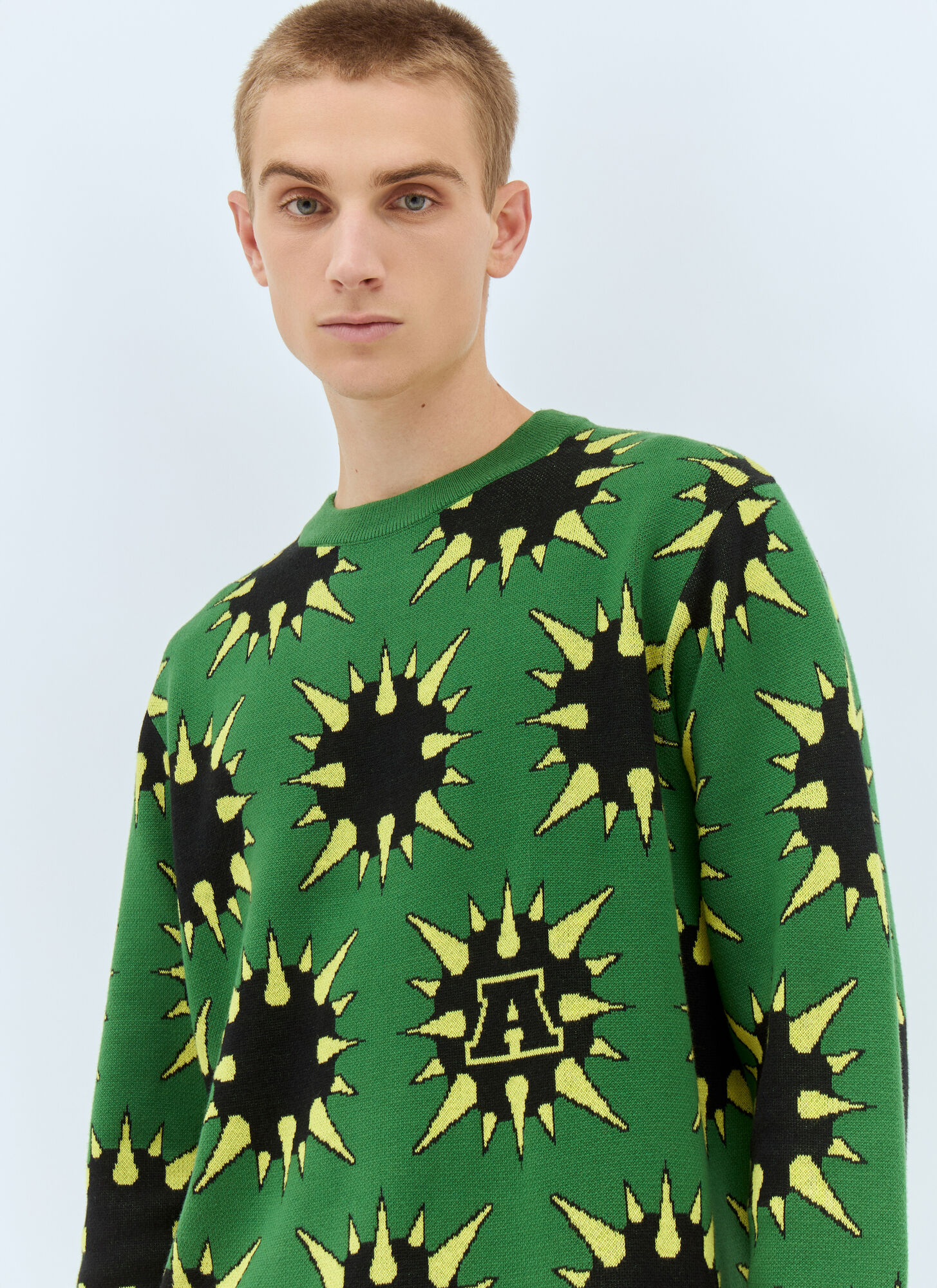  Awake Ny Awake Ny Spike Sweater - Mann Strick Green L 