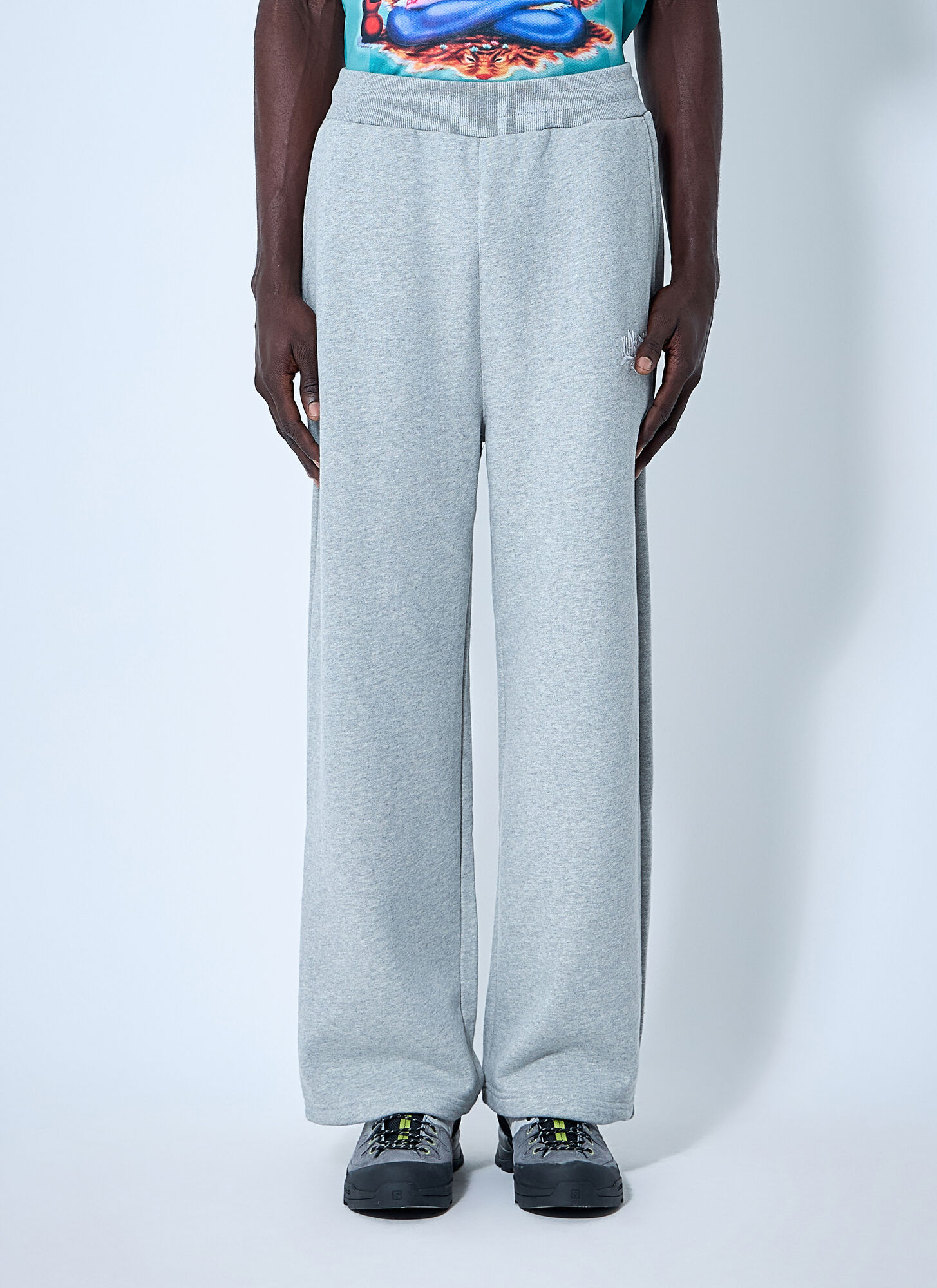 Awake Ny Men's Light Grey Logo Motif Track Pants - Man Track Pants Xl