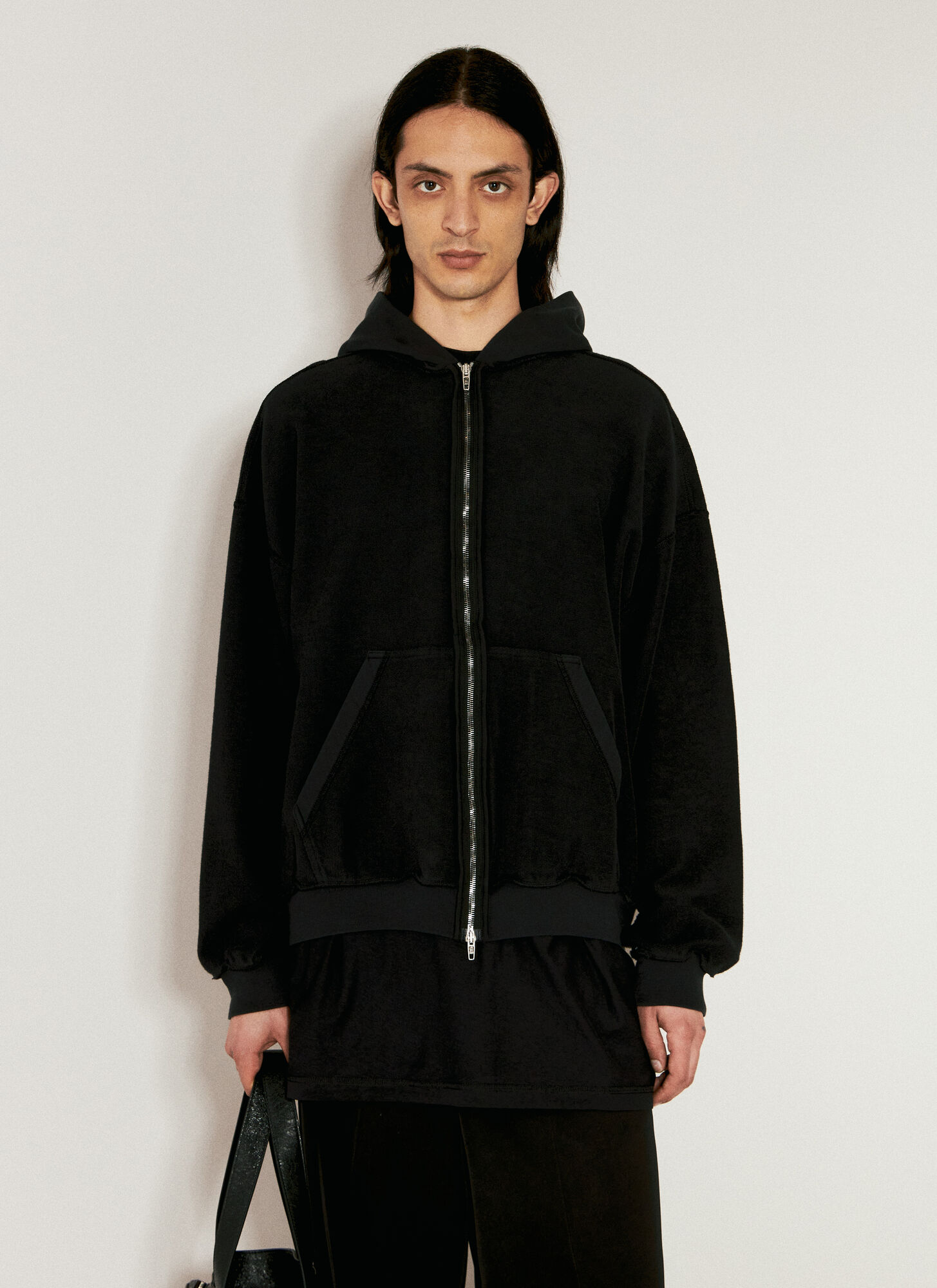 Balenciaga Inside-out Hooded Sweatshirt In Black