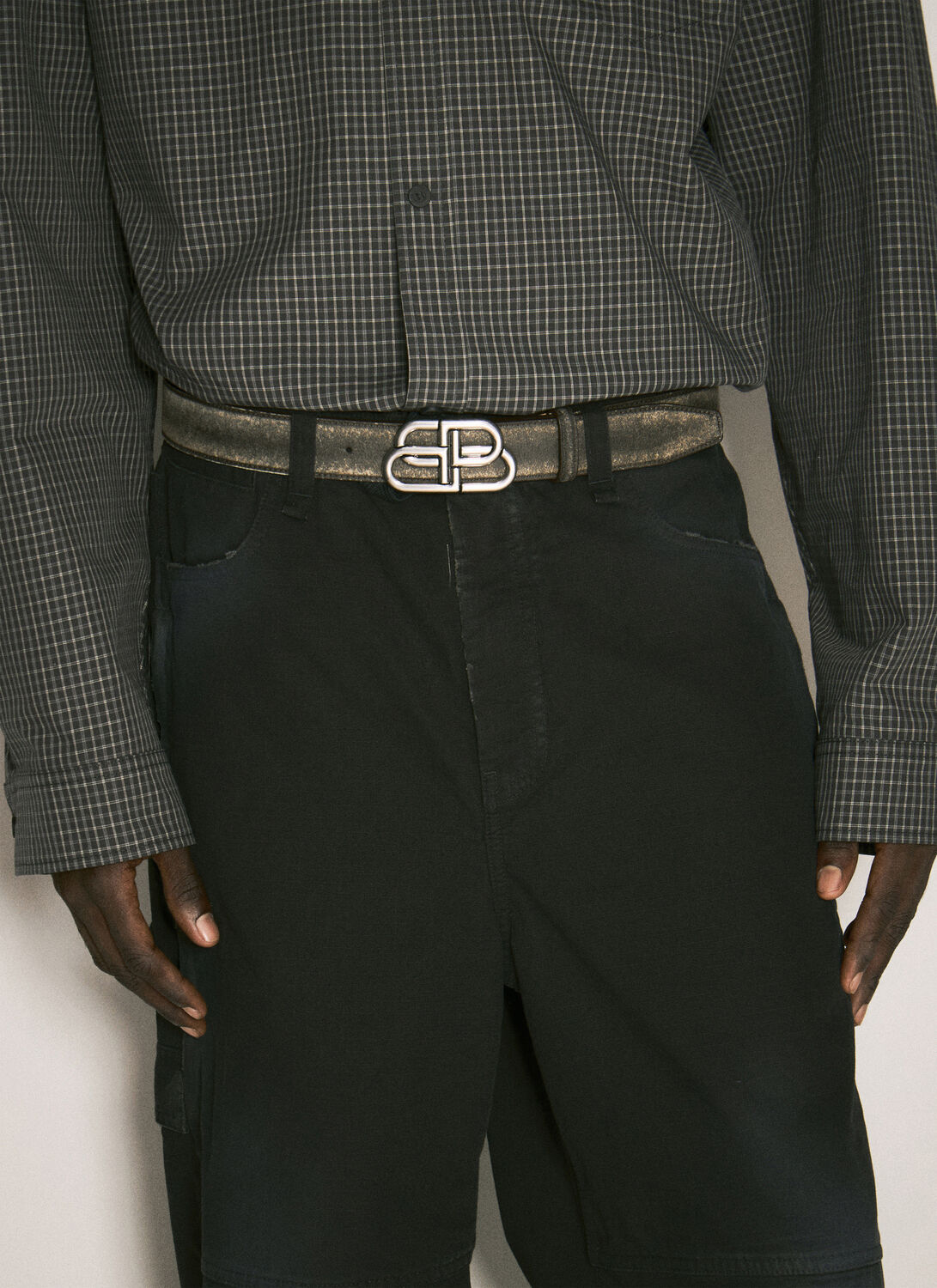 Balenciaga Men Bb Large Belt In Brown