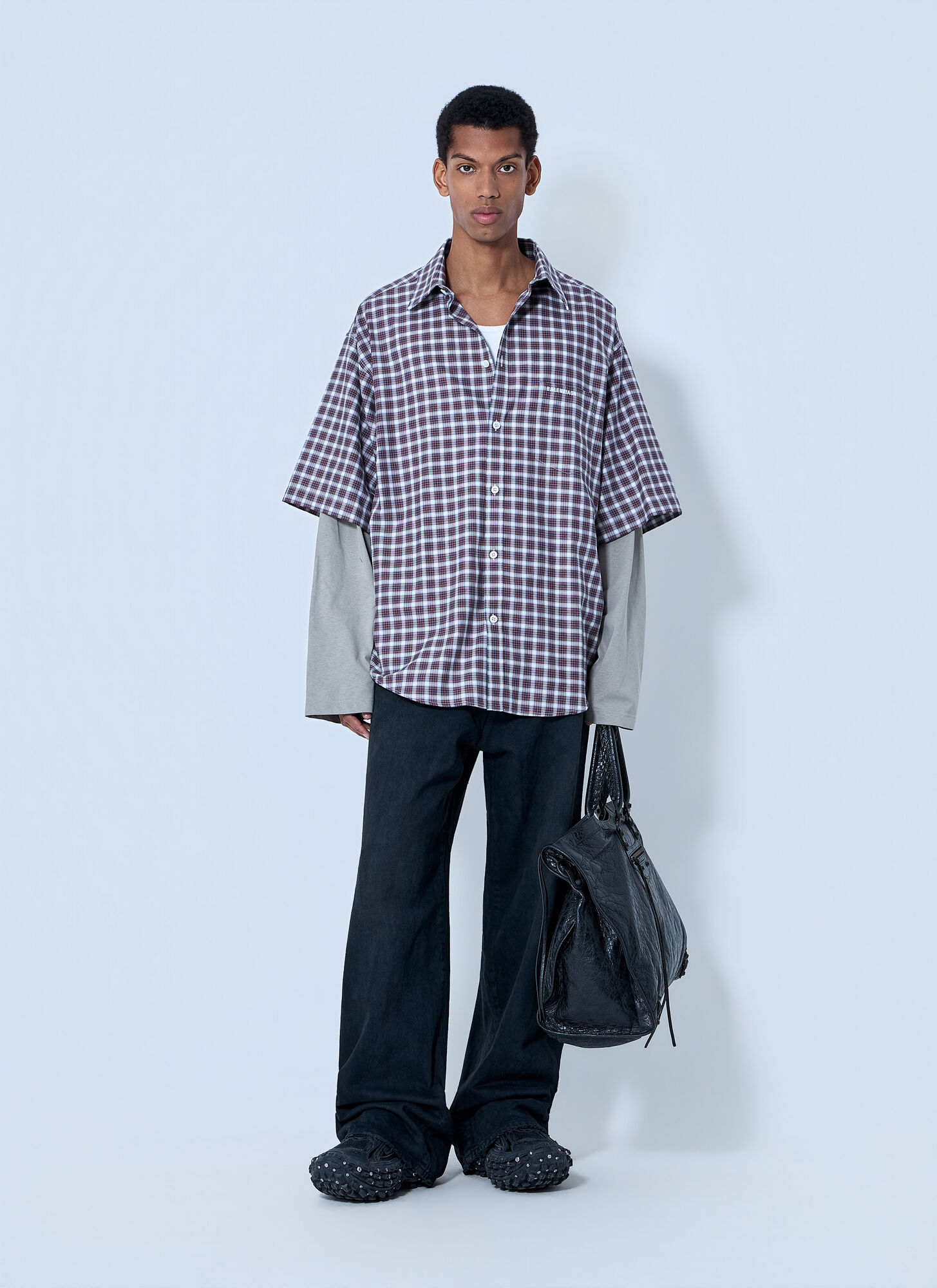  Balenciaga Balenciaga Layered Check Shirt - Mann Hemden Red It - 50 