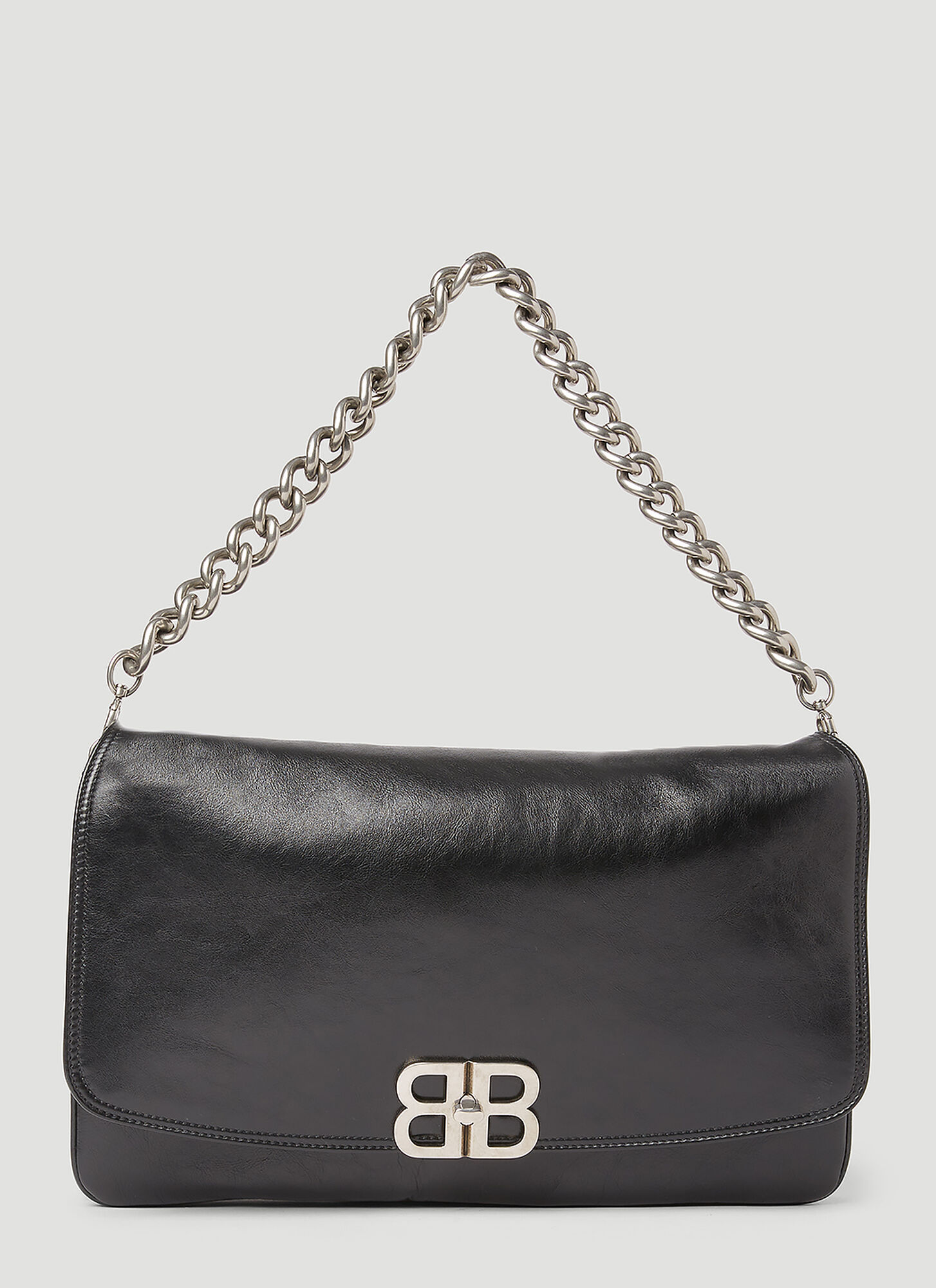 Balenciaga Soft Flap Bag Chain Strap In Black