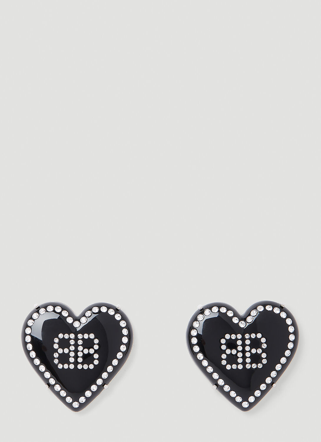 Balenciaga Heart Logo Earrings - Woman Jewellery Black One Size　バレンシアガ ハート ロゴ イヤリング - 女性用ジュエリー ブラック フリー サイズ Balenciaga