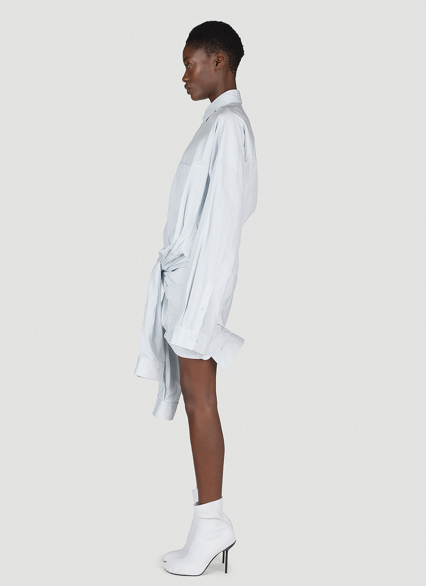  Balenciaga Balenciaga Double Pin-stripe Shirt - Frau Hemden Light Blue 2 
