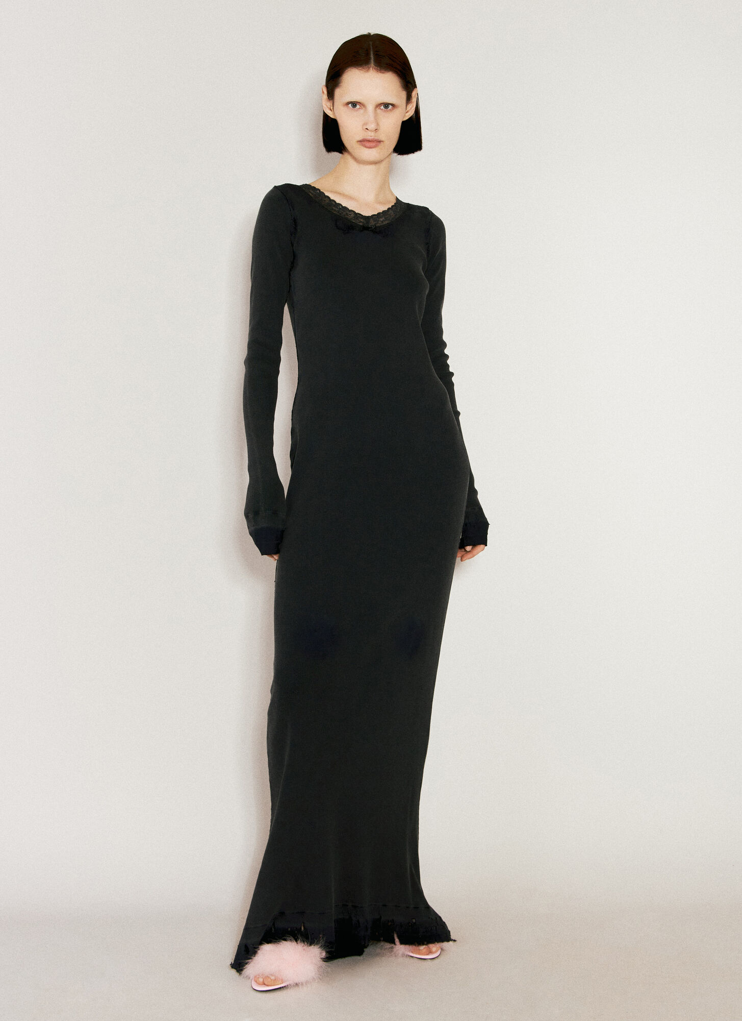 Balenciaga Lingerie Maxi Rib Dress In Black