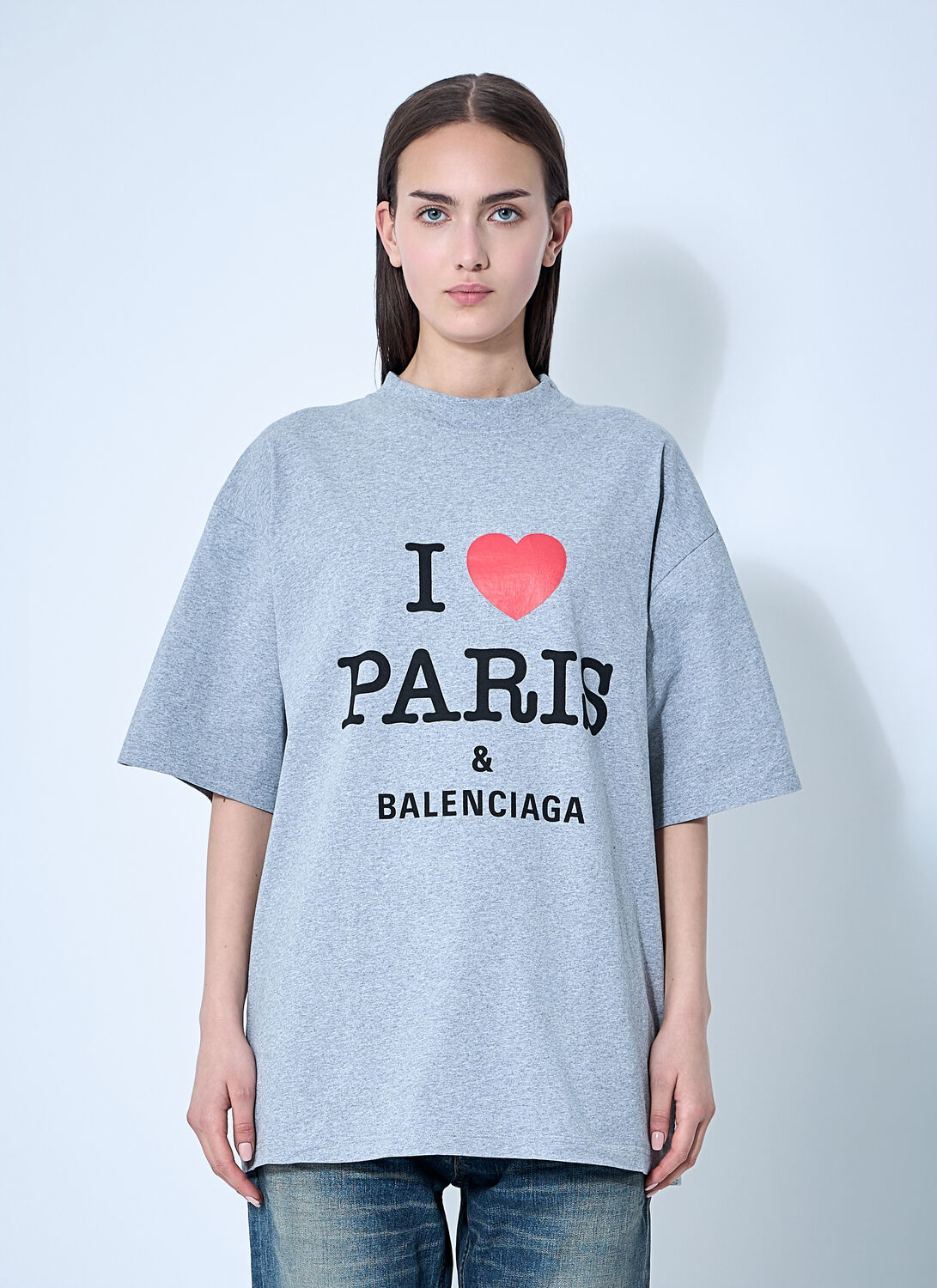 Balenciaga Women I Love Paris T-shirt In Grey
